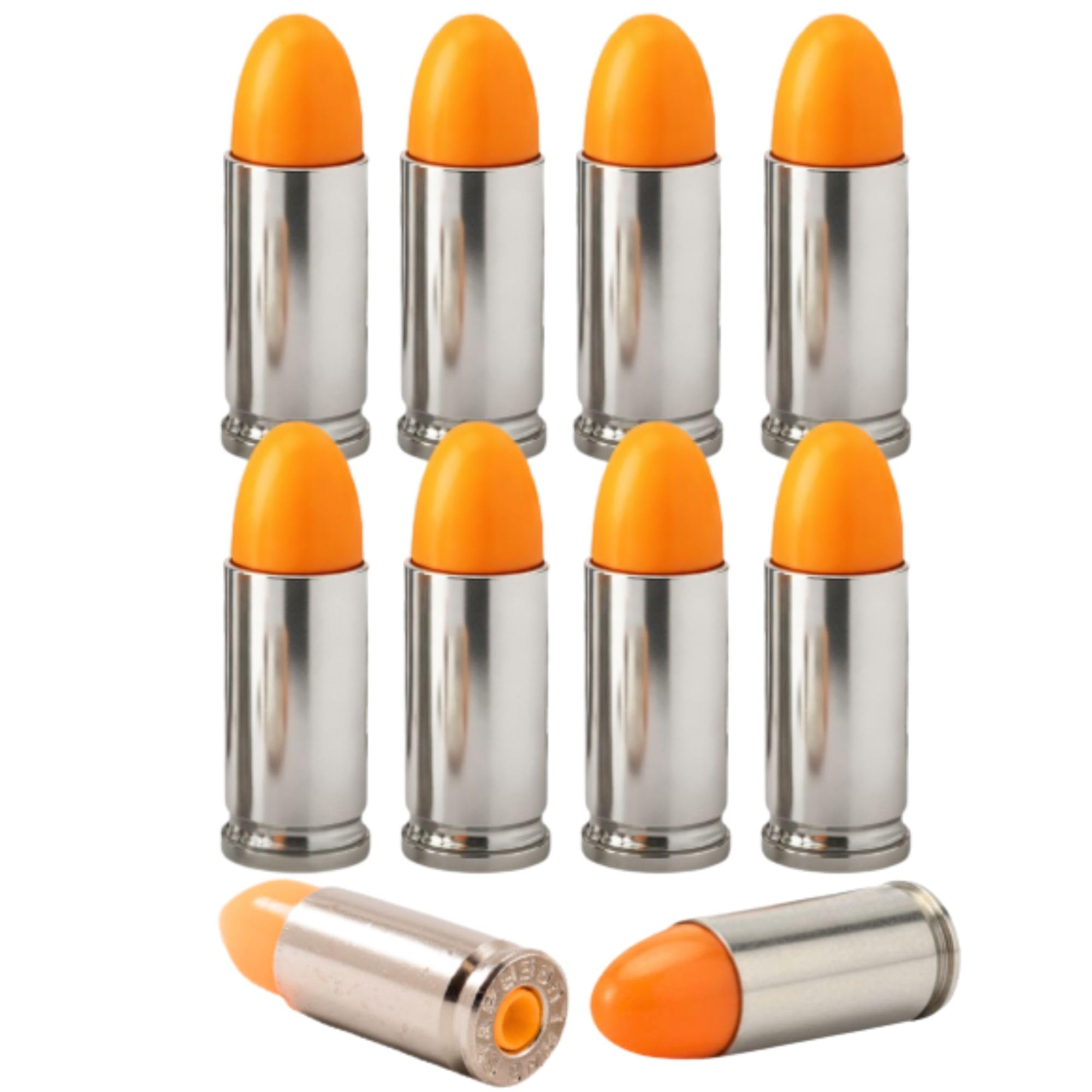 S.T. Action Pro 9mm Snap Caps - 10-Pack Inert Dummy Rounds for Dry Fire, Reloading & Malfunction Drills, Nickel Casing, Orange UV Insert, Veteran-Owned, Assembled in USA