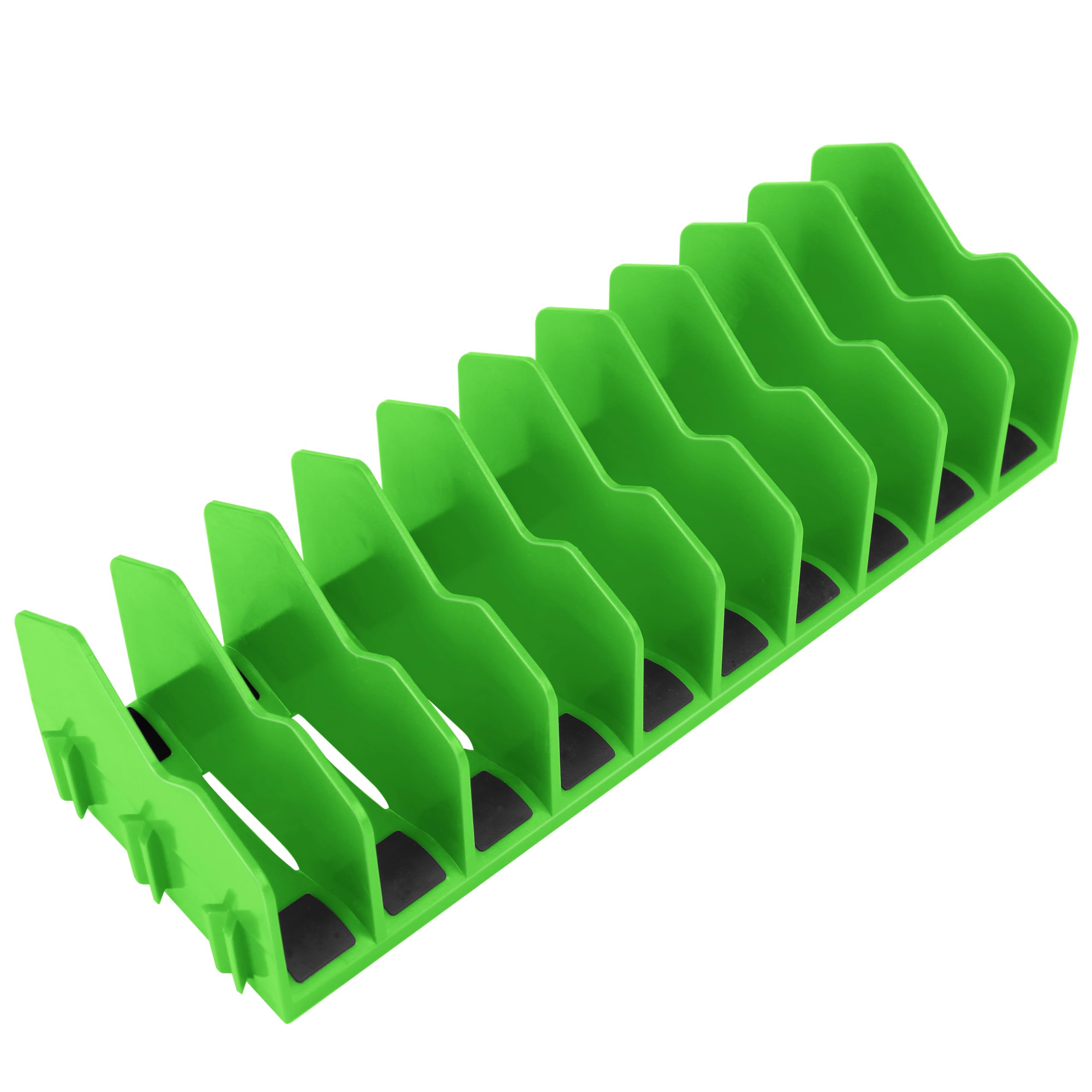 HURRICANE Plier Organizer Rack, 10-Slot Pliers Rack with Non-Slip Rubber Base, Tool Organizer, Tool Drawer Toolbox Storage, Green, Extendable Design, Fit 3” H, 1 Pack