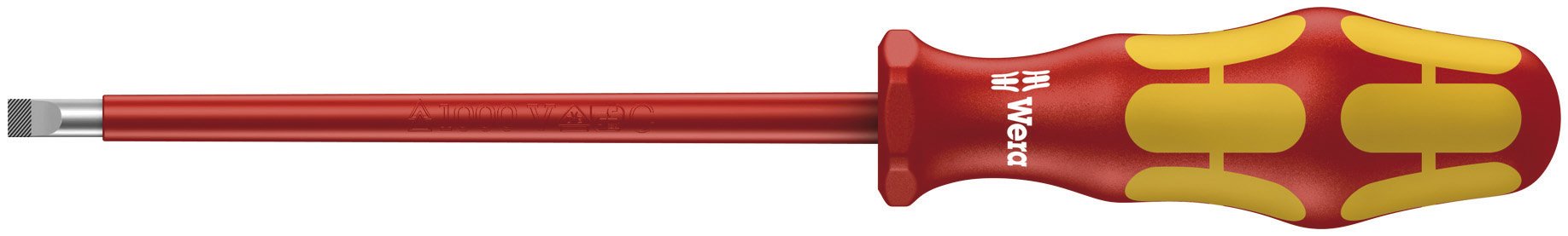 Wera 05006120001 Kraftform Plus VDE 160i Slotted Insulated Screwdriver, Lasertip, 5.5mm Head, 5" Blade Length