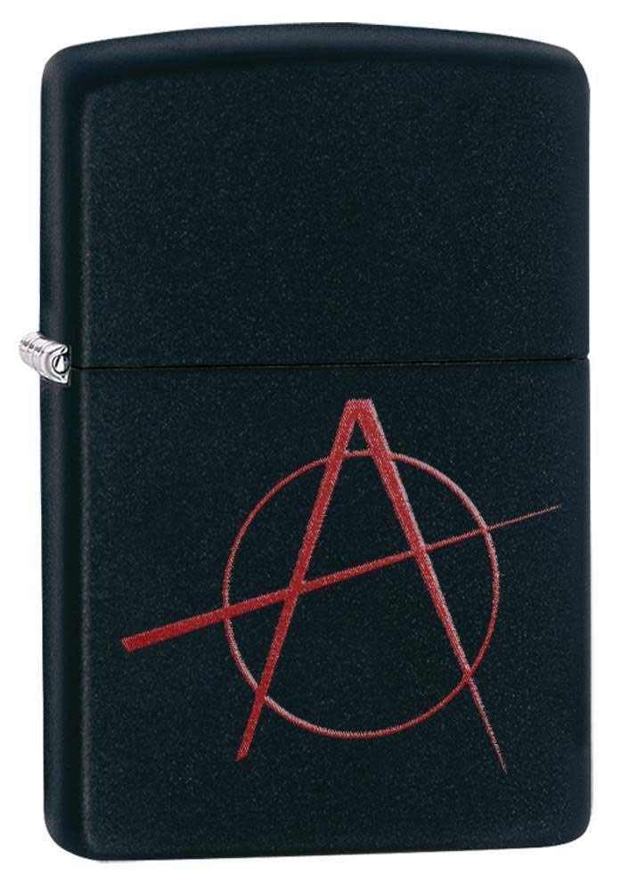 Zippo 20842 Windproof Lighter Red Anarchy Symbol, Black Matte
