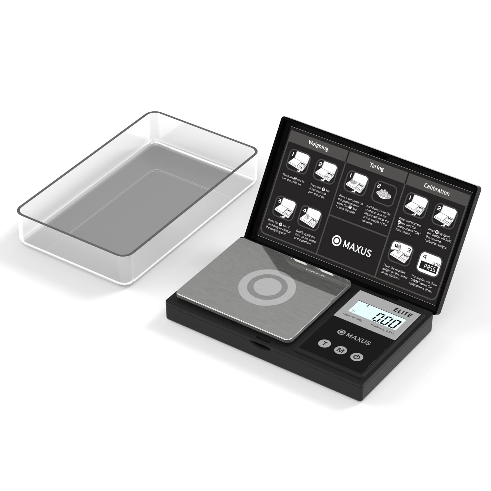 MAXUS Digital Pocket Gram Scale 500g x 0.01g High Precision with Tray