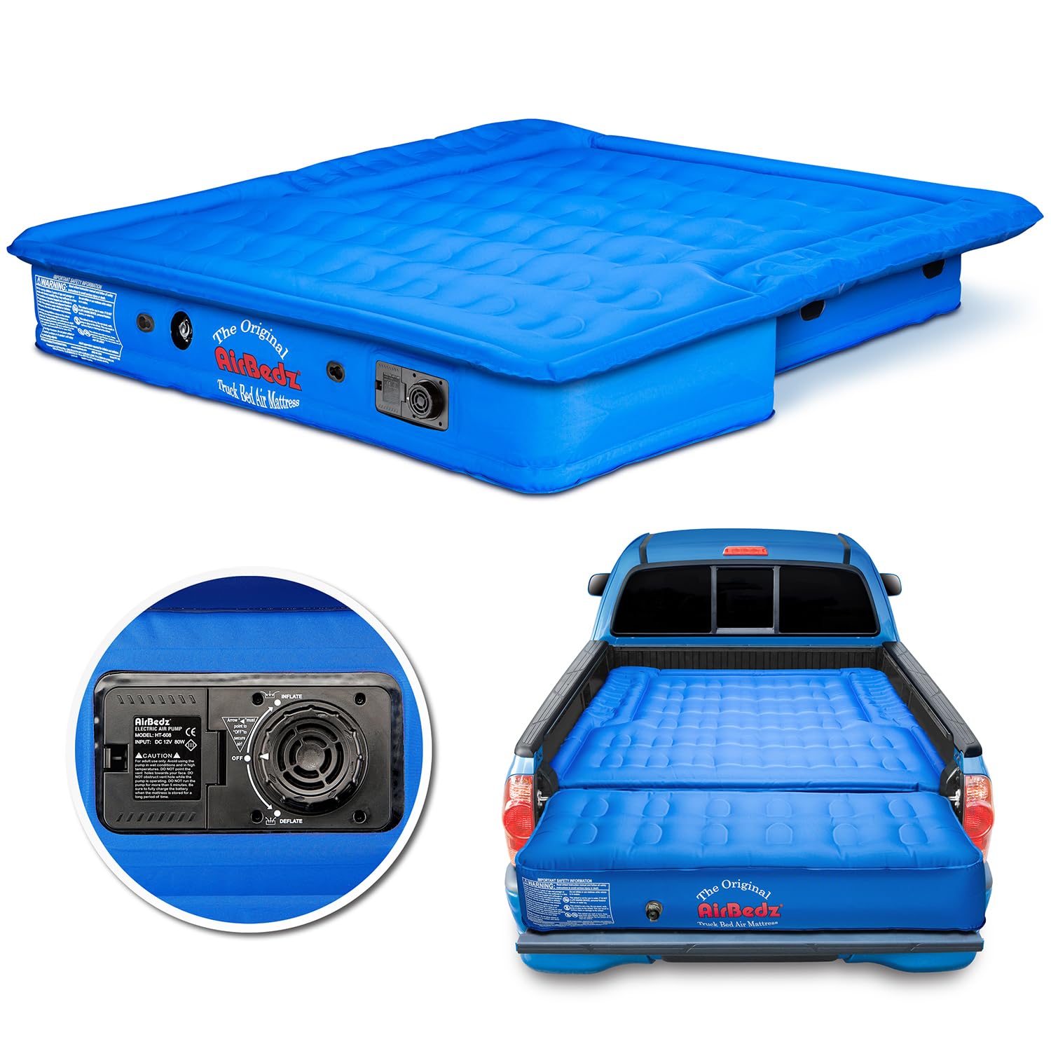 AirBedz PPI105 Orig Blue Truck Air Mattress MidSize Shrt Bed w/Tailgate Mattress