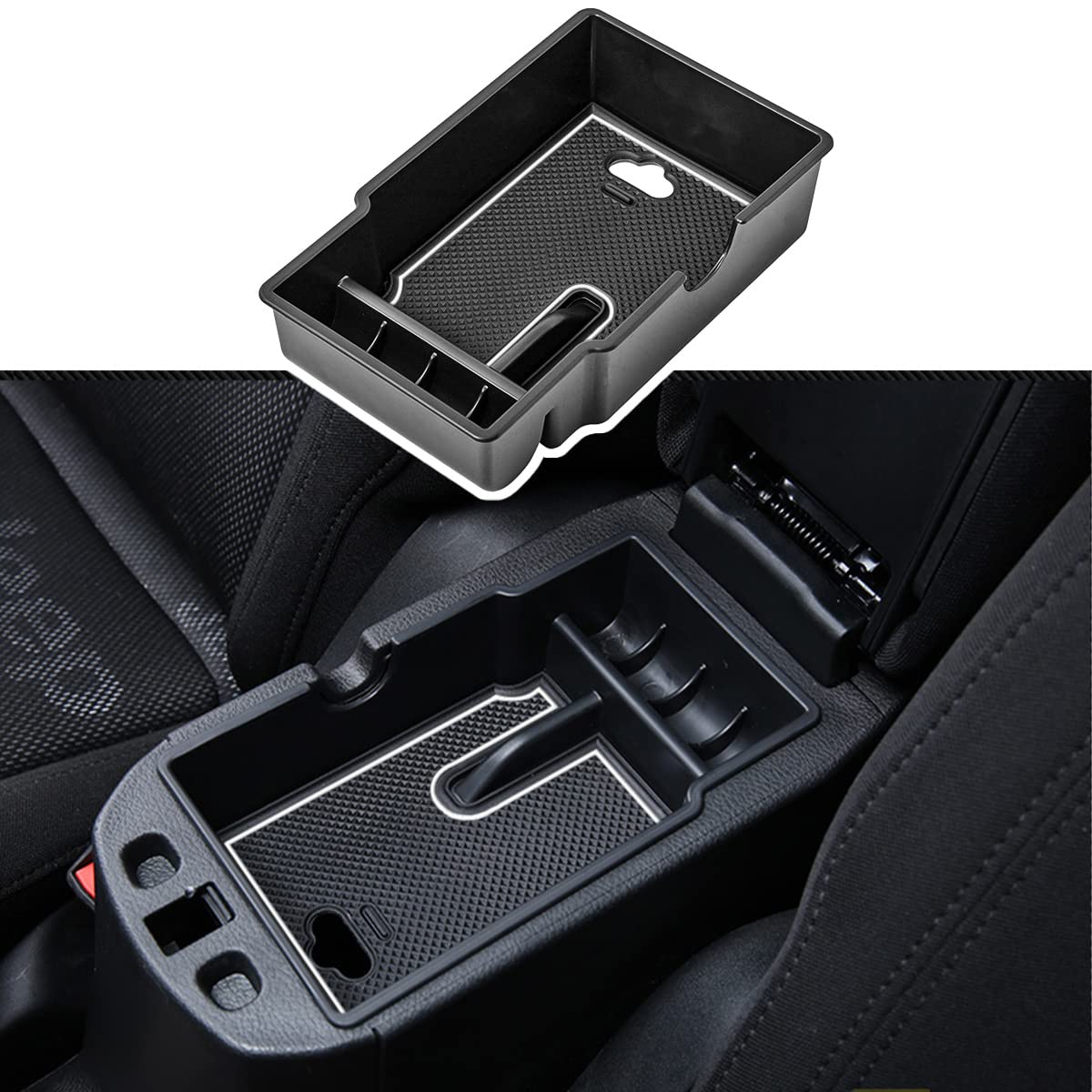 EDBETOS Center Console Organizer Tray Compatible with Jeep Renegade Accessories 2015-2019 2020 2021 2022 2023 Armrest Glove Box Secondary Storage (White Line)