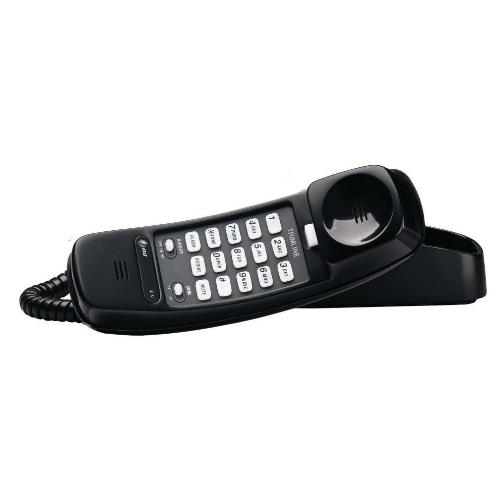 AT&T ML210B Corded Trimline Phone with Lighted Keypad (Black)