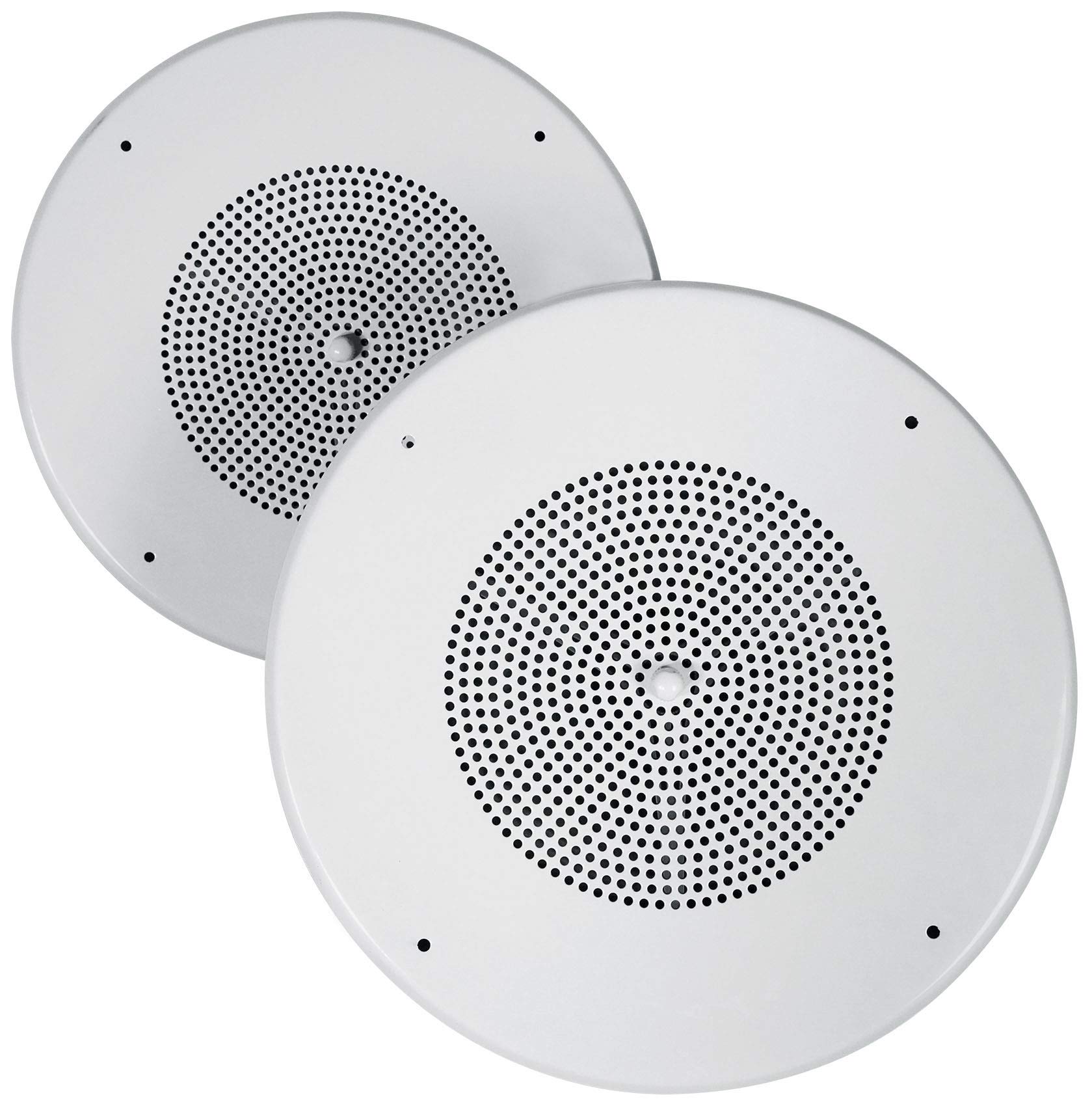 Rockville MC80 Pair White Metal 8" 70V/25V in-Ceiling Commercial PA Speakers, 20W RMS, Volume Control, Enhanced Bass, Wide Dispersion, for Restaurants/Offices