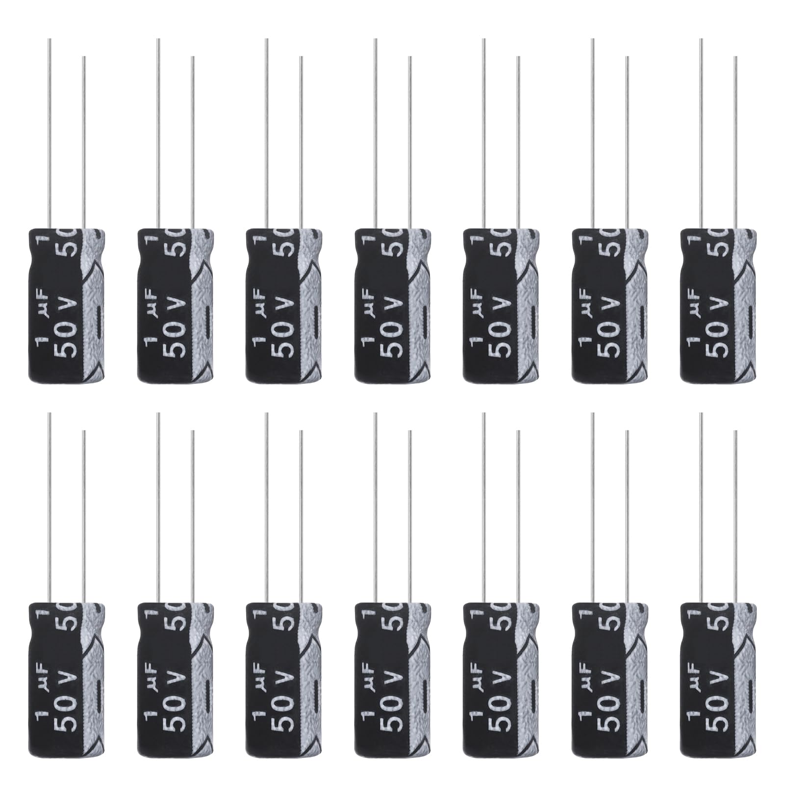 ALLECIN 1uF 50V 5x11mm Electrolytic Capacitor 1 UF MFD 50 Volt 0.2x0.43in Aluminum Capacitors (Pack of 15)