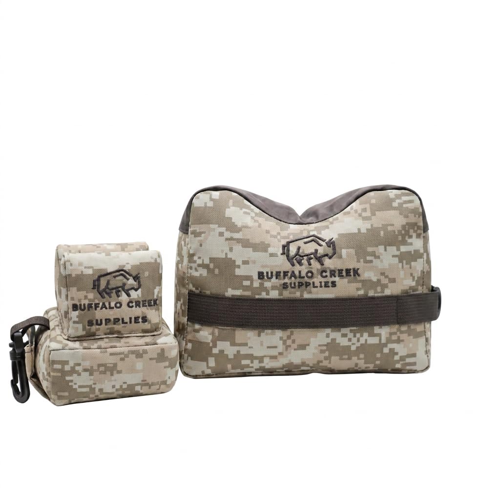 Buffalo Creek Supplies Shooting Rest Bags Sand Bags Target Sports Shooting Bench Rest Bag Front & Rear Shooting Bags SandBag Stand Holders for Shooting Hunting Target- Unfilled (Desert Digital)