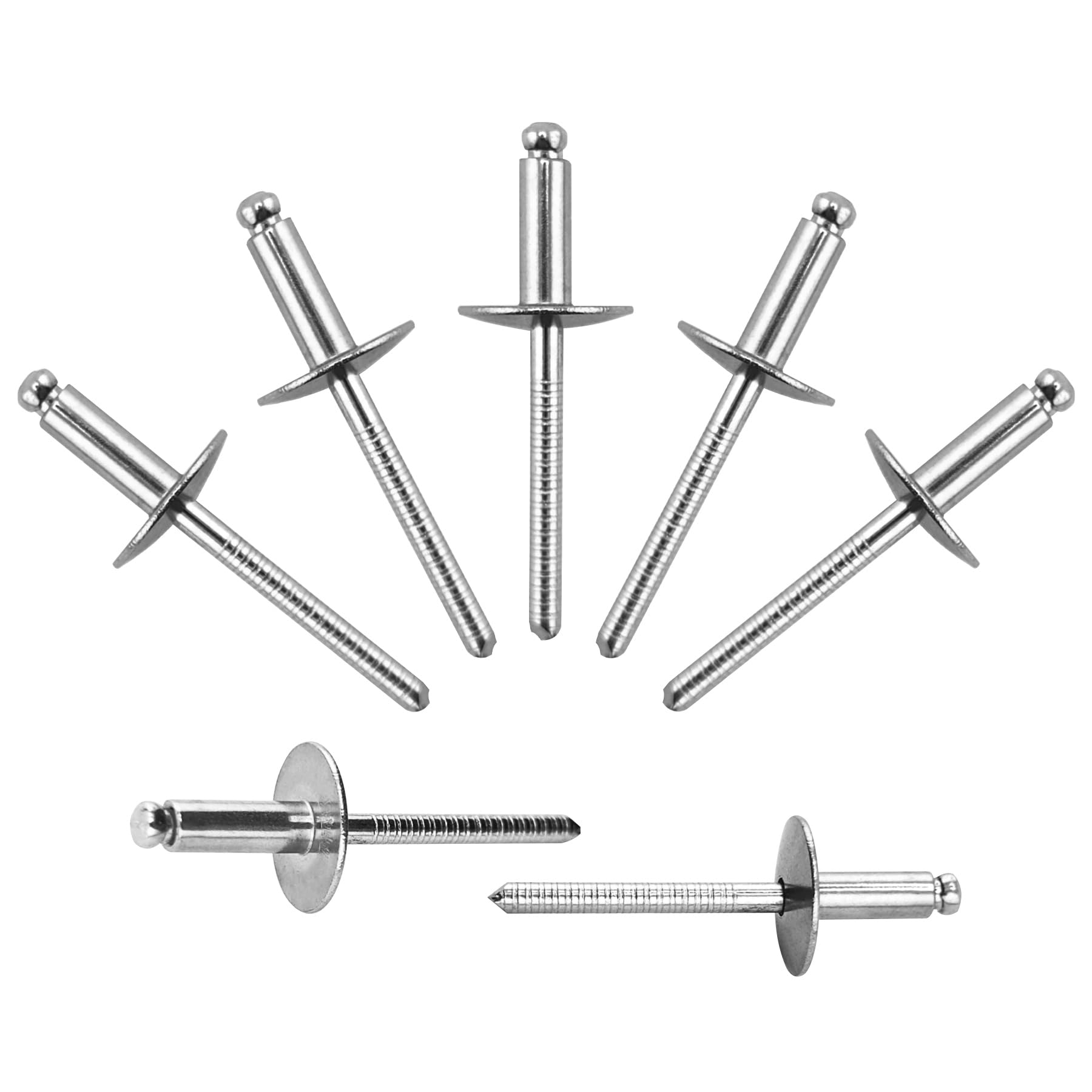 100pcs All Stainless Steel Large Flange Blind Rivets, 3/16 * 1/2" Open End Stainless Steel Pop Rivet, 4.8 * 12