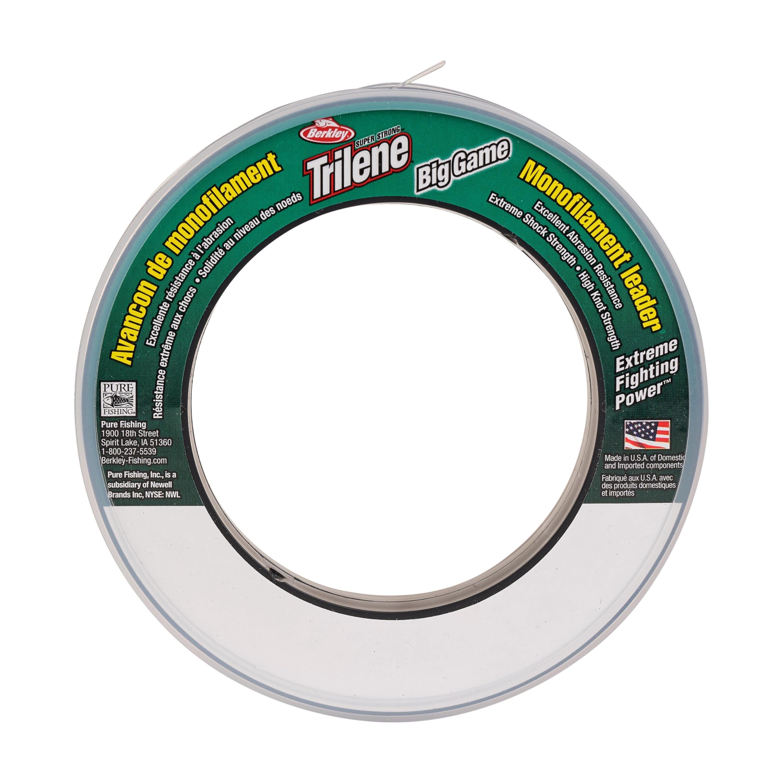 Berkley Trilene® Big Game™ Monofilament Leaders, Clear, 60lb | 27.2kg, 55yd | 50m Fishing Line, Suitable for Saltwater Environments
