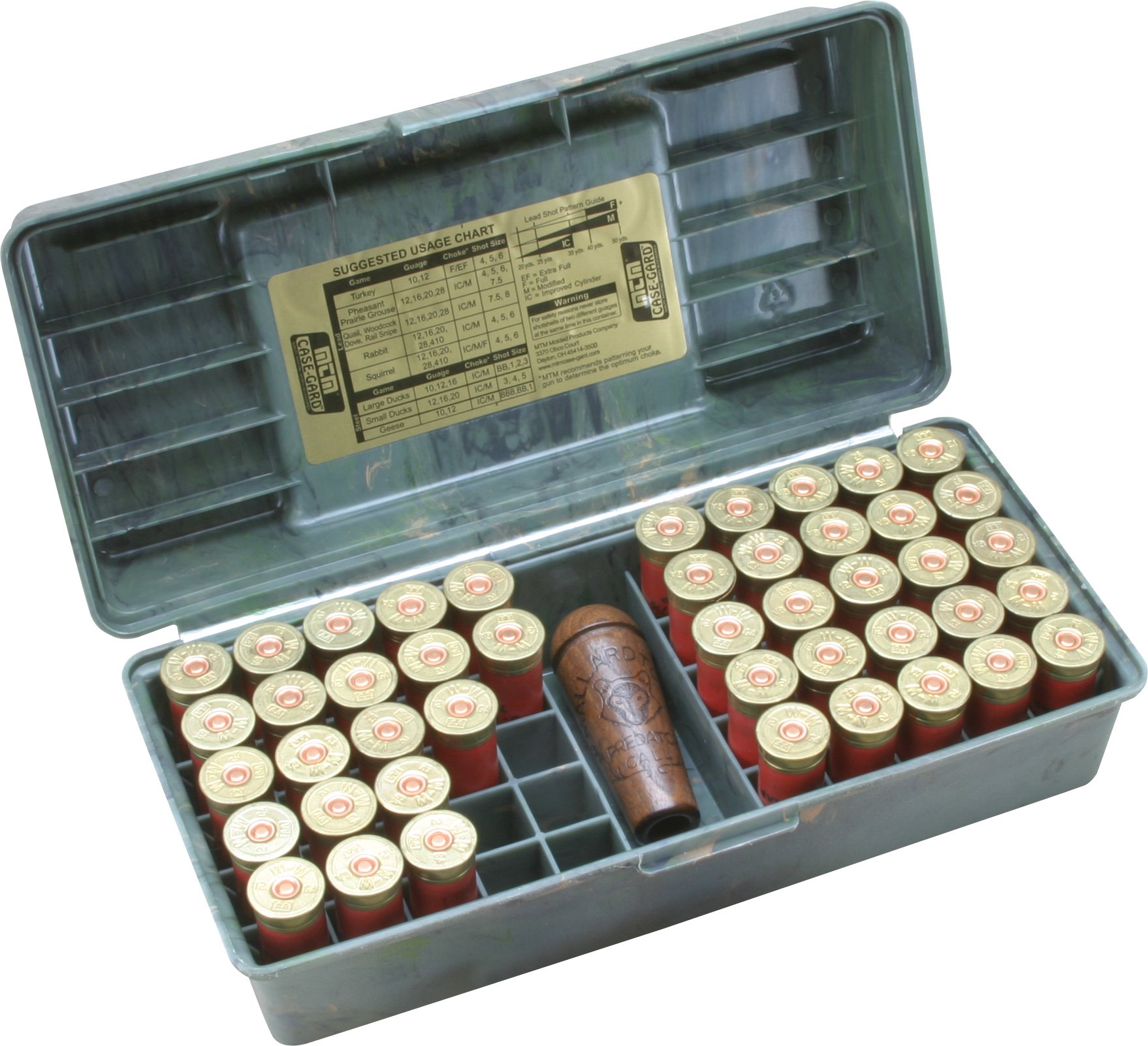 MTM SF-50-12-09, 50 Round Shotshell Handled Case, 12 Gauge, USA Made, Wild Camo