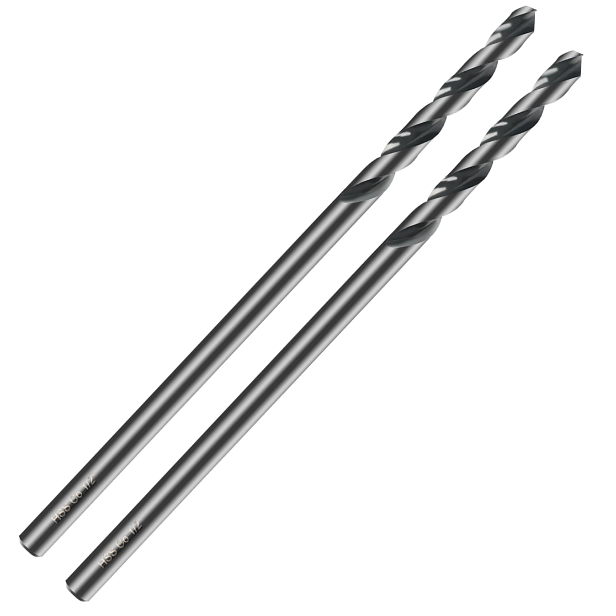 1/2 Inch x 12 Inch Long Cobalt Drill Bit (Industrial Grade M35 Cobalt) Extra Long Aircraft Black Oxide Extension Bit - Perfect for Drilling into Sheet Metal, Stainless, Aluminum, Wood, & Copper