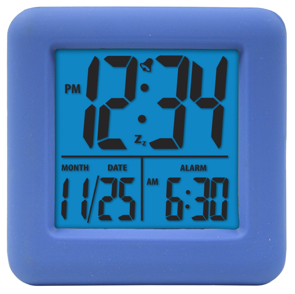 EQUITY 70905 Soft Cube LCD Alarm Clock (Blue)