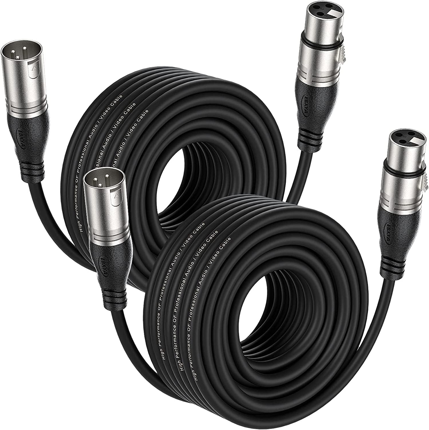 EBXYA XLR Cable 50ft 2 Packs Microphone Cable with 3-Pin XLR Male to Female