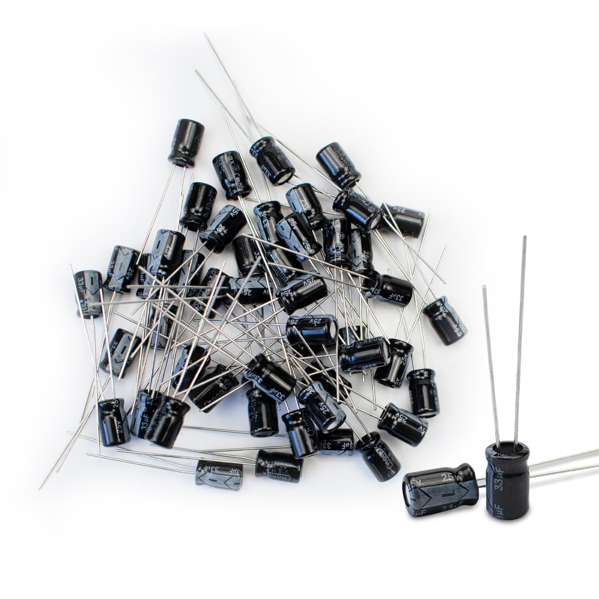 Innfeeltech 50 Pcs Electrolytic Capacitor 33uF 25V Aluminum Radial Electrolytic Capacitors