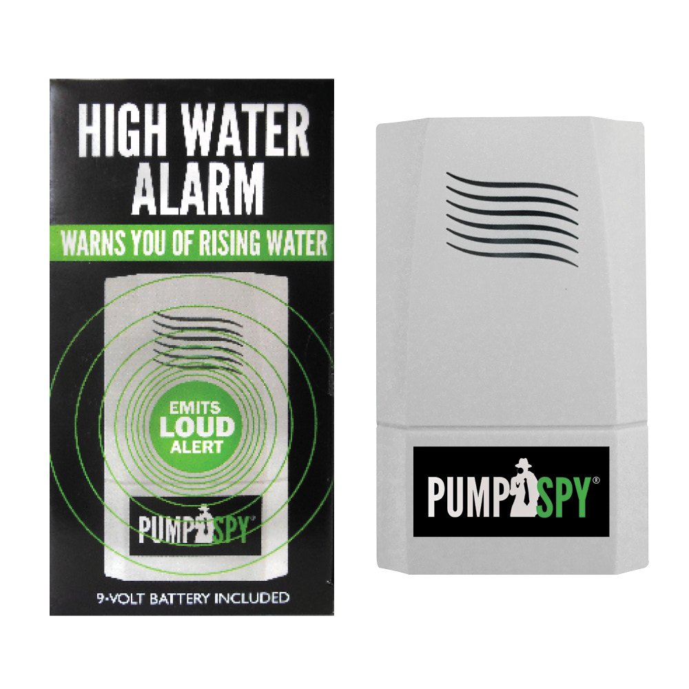 PumpSpy Battery Operated High Water Alarm - 100dB Water Leak Detector with 6-Foot Sensor Extension & 9V Battery Included - Ideal for Sump Pumps, Water Heaters, and Laundry Rooms