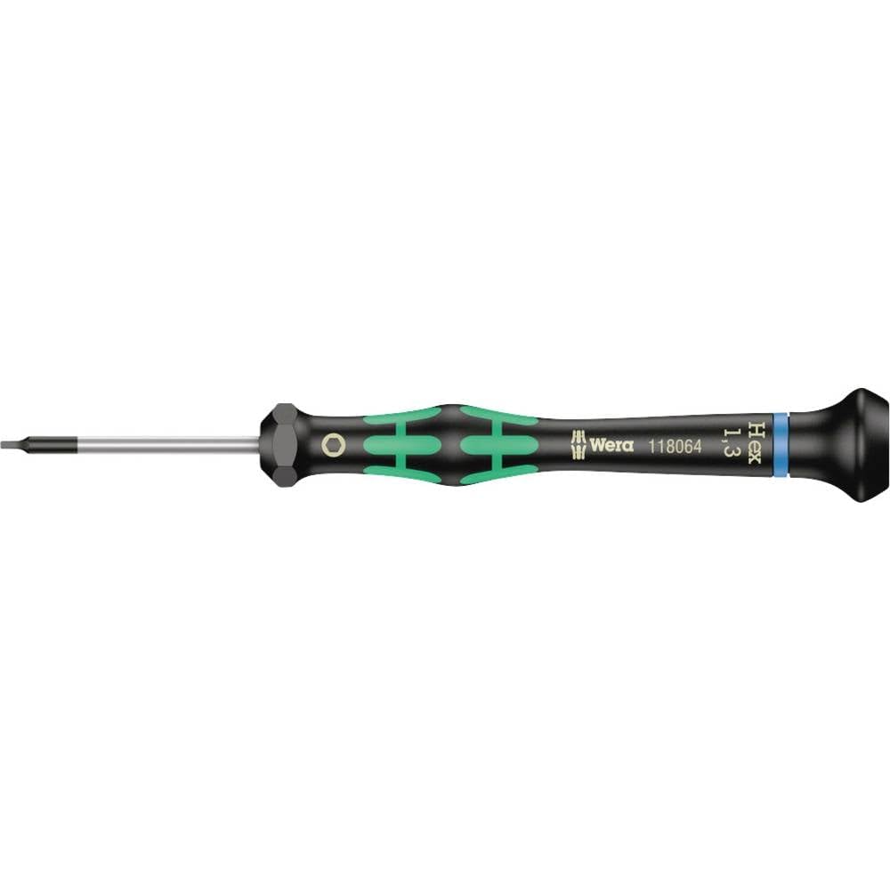 Wera - WER118064 05118064001 Kraftform Micro 2054 Hexagon Electronics Precision Screwdriver, 1.3mm Head, 40mm Blade Length