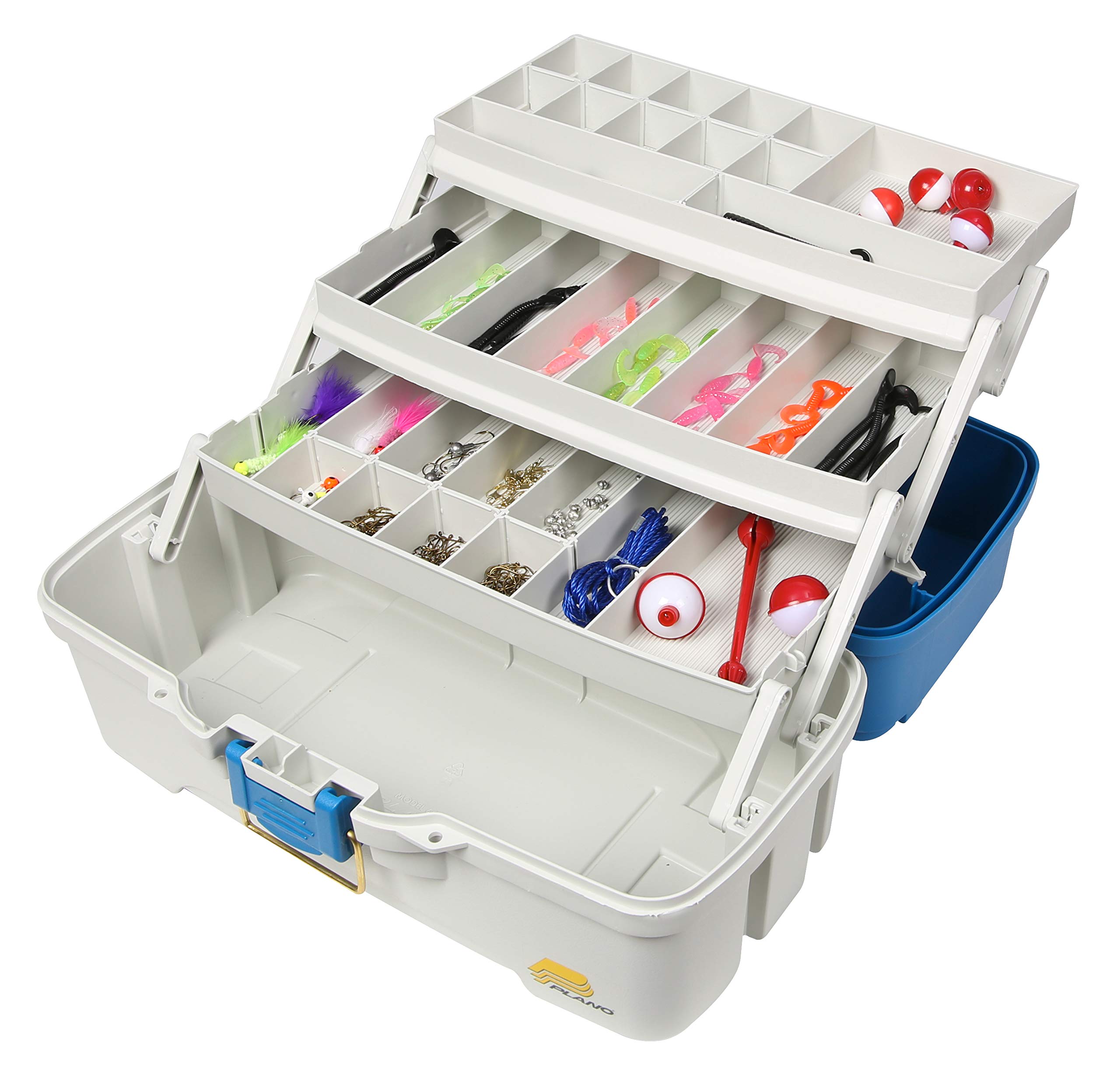 Plano 620310 Lets Fish! Three-Tray Tackle Box, Aqua Blue/Tan