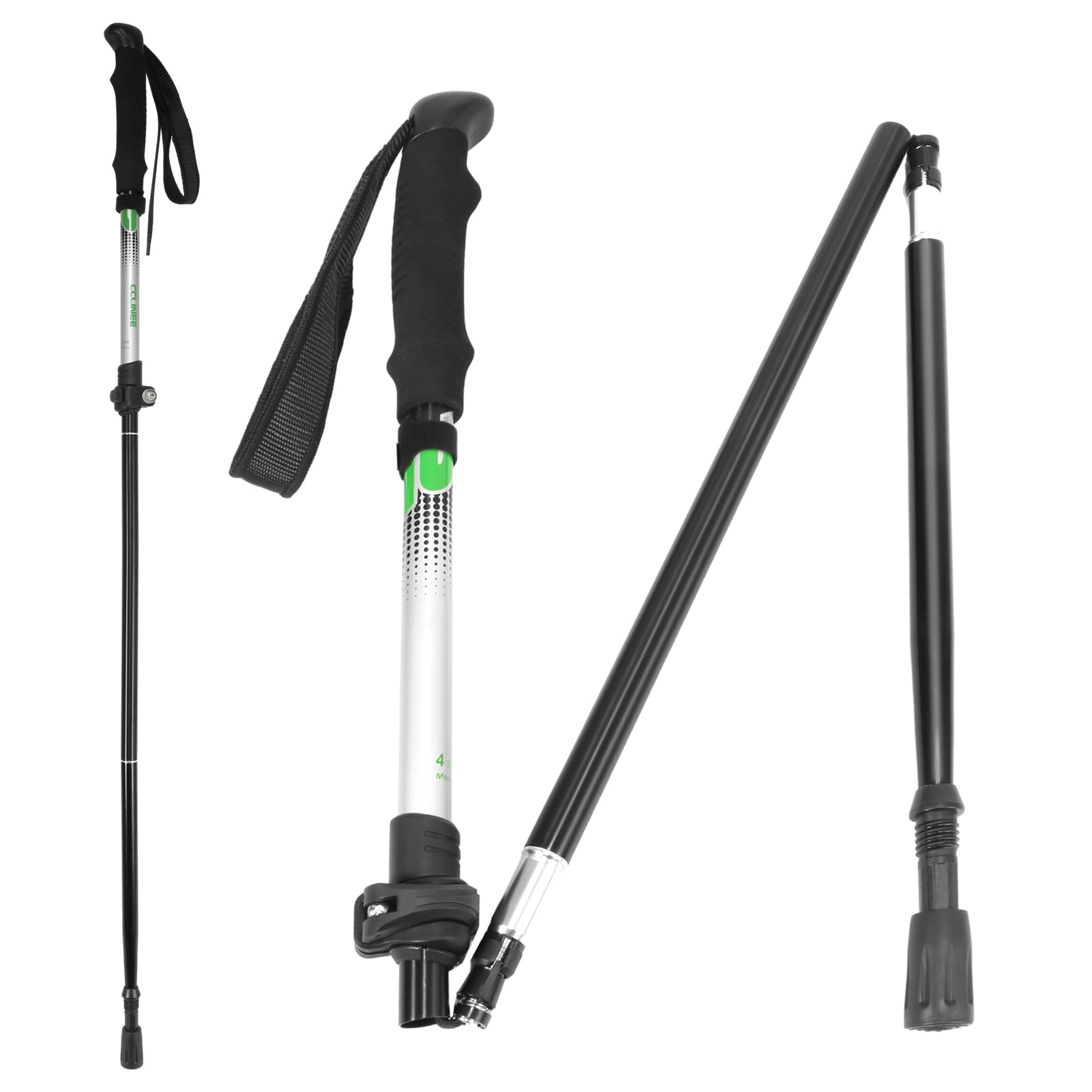 Travel Folding Trekking Hiking Pole with Carrying Case,Collapsible Cane Adjustable Walking Stick Portable Mobility Aid for Women Men Hikers Gift,Black (Black)