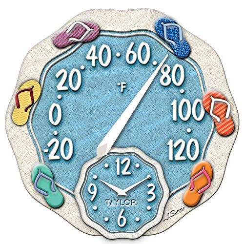 TAYLOR 91620T 12-Inch Sandals Thermometer with Clock