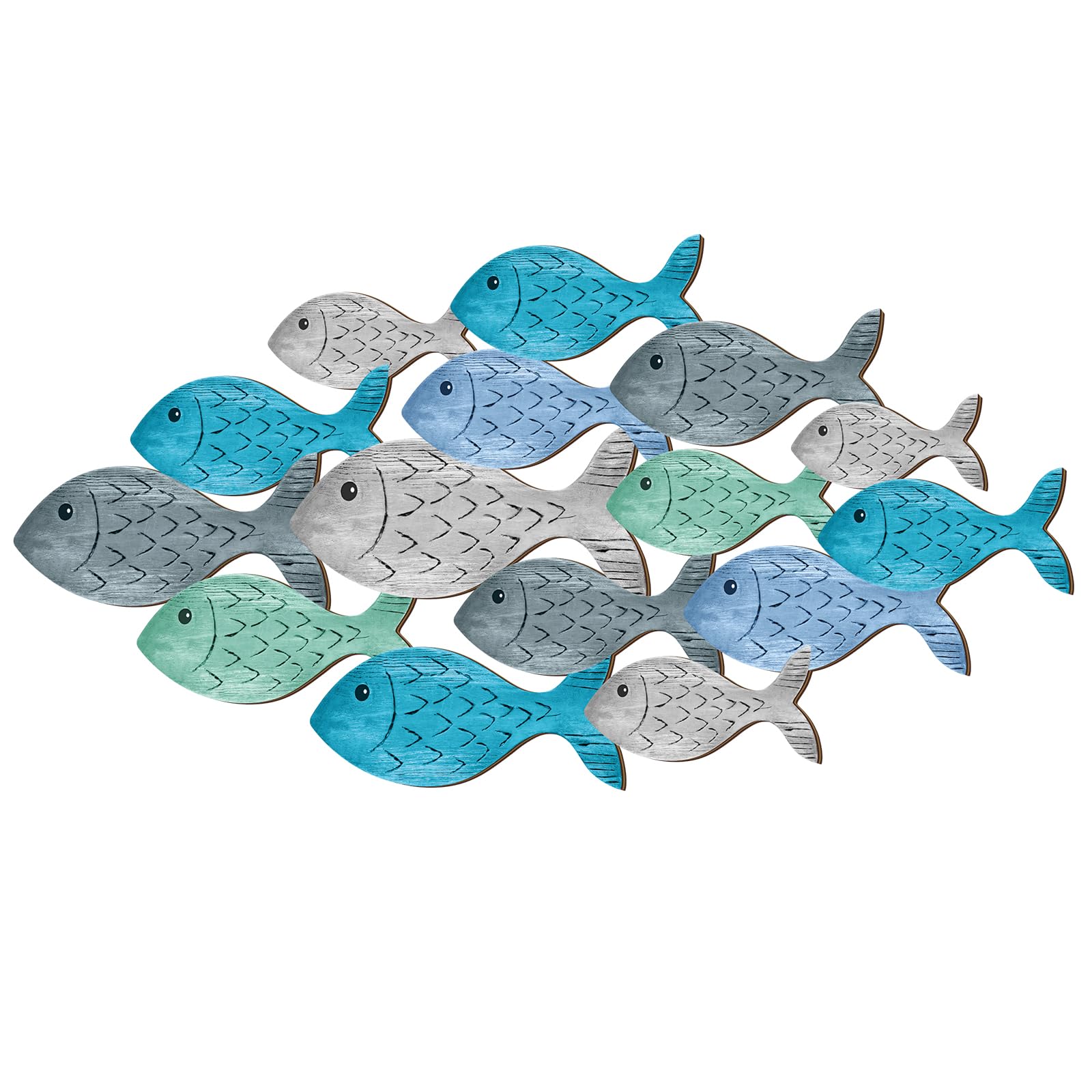 Qunclay Summer Coastal Wall Decor Farmhouse Ocean Fish Wall Art Beach Theme Vintage Coastal Hanging Decoration for Home Lake House Bathroom(Cute)