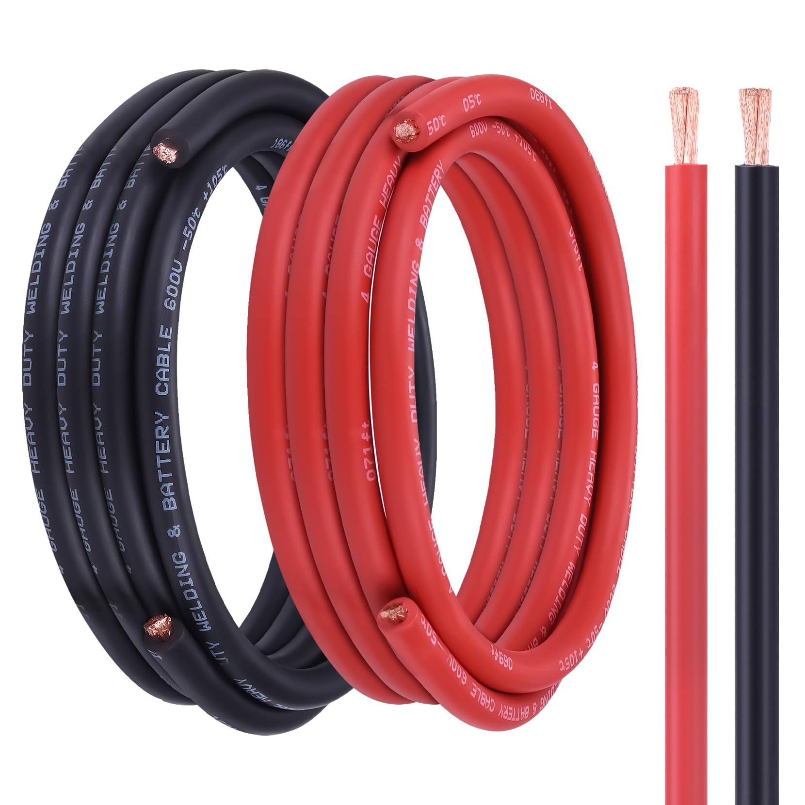 Geosiry 4 AWG Battery Cable, 15FT Red+15FT Black 4AWG Copper Wire, 4 AWG Welding Cable for Automotive, Marine and Solar