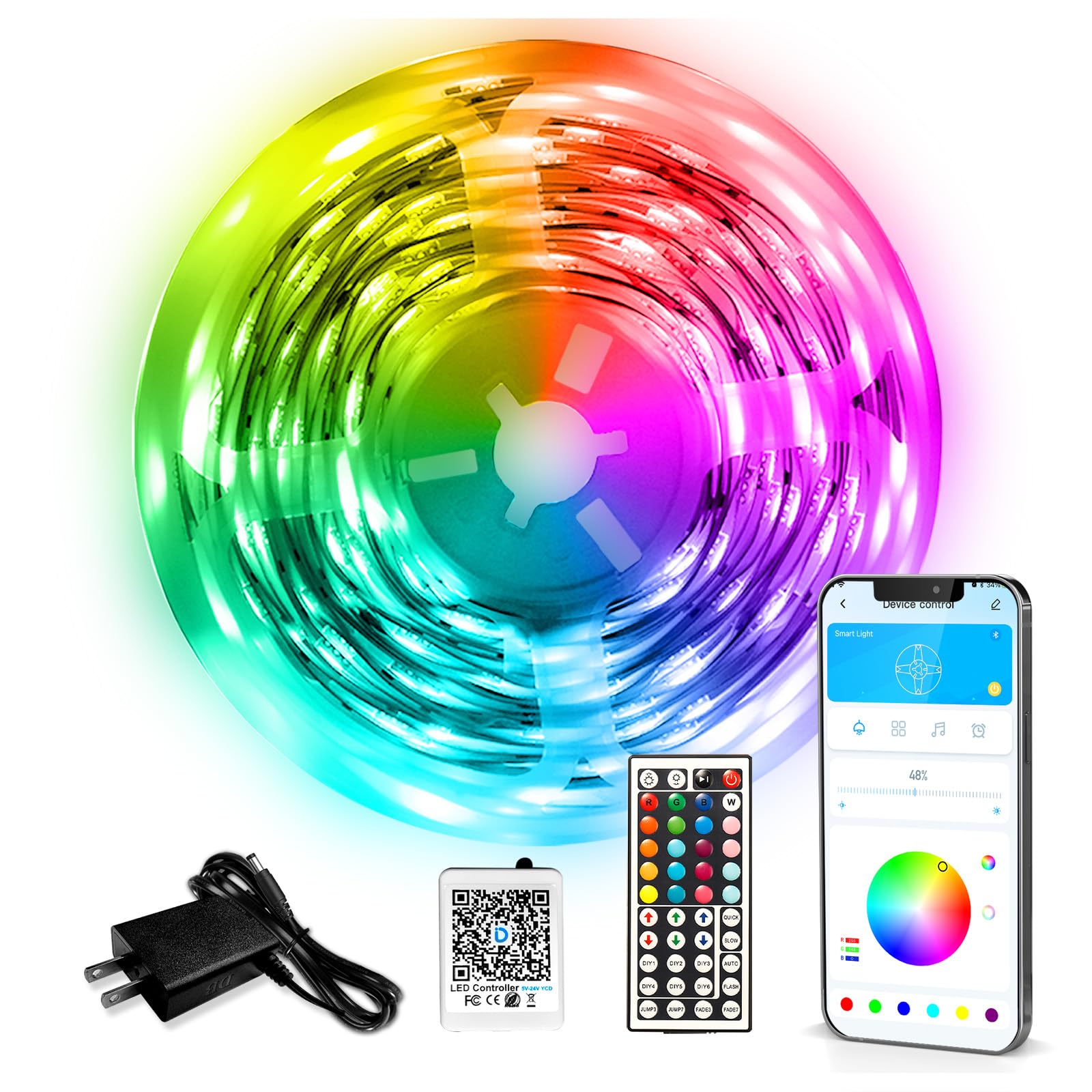 DAYBETTER LED Strip Lights 110ft1Roll RGB Music Sync Smart App Control