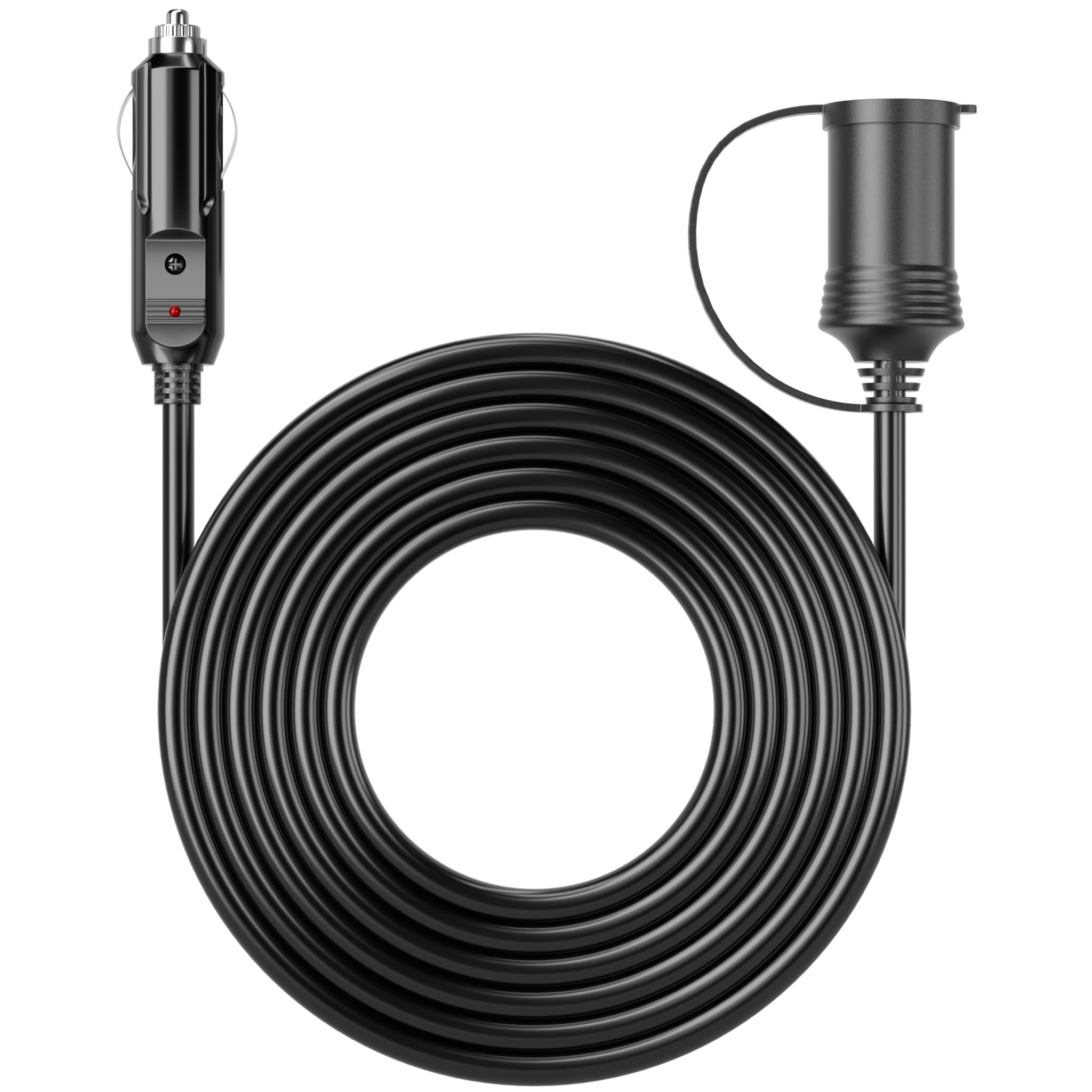 Energeaster 12FT 12V Cigarette Lighter Extension Cord 16AWG, Male to Female Socket 72W/6A Extension Cable with LED Light for Air Compressors, Mini Fridges, Car Vacuums and Other 12V Devices
