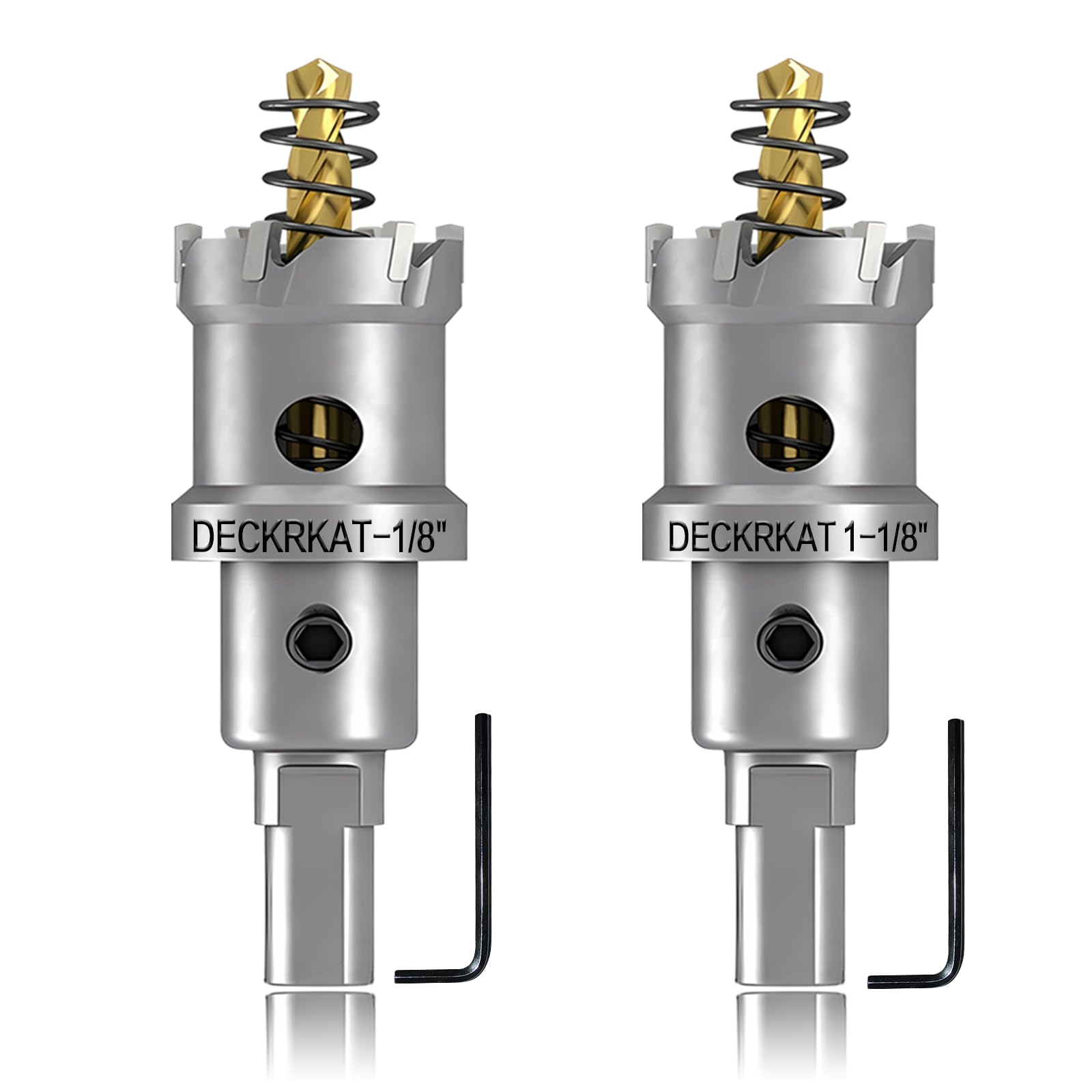 2-Pack 1-1/8" TCT Hole Saws for Hard Metal, Heavy Duty 28mm Tungsten Carbide Tipped Hole Cutters Set with Spring-Loaded Pilot Drill Bits for Stainless Steel, Metal, Iron, and Plastic