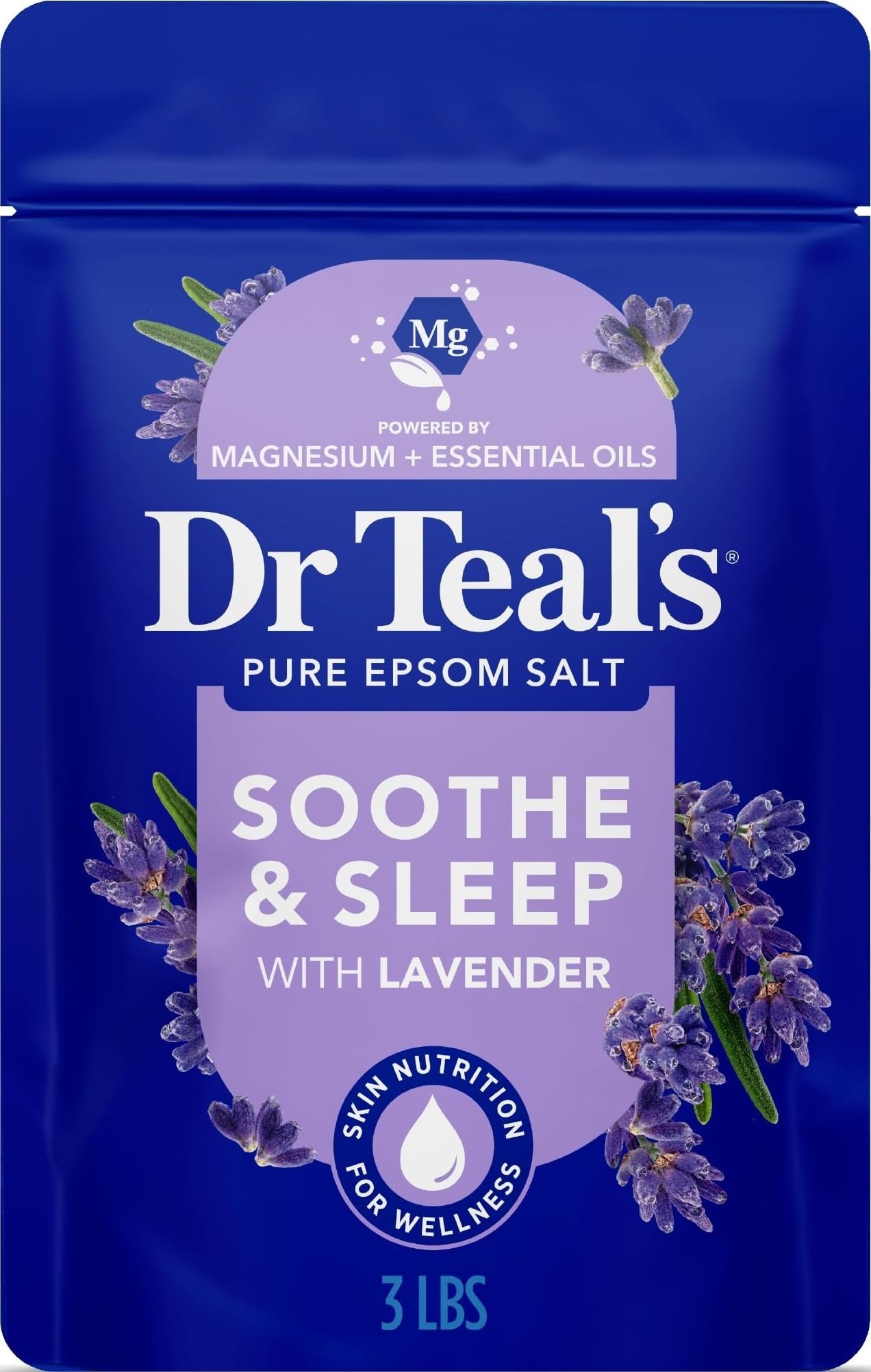 Dr Teal's Epsom Salt Soaking Solution, Soothe & Sleep, Lavender, 3lbs