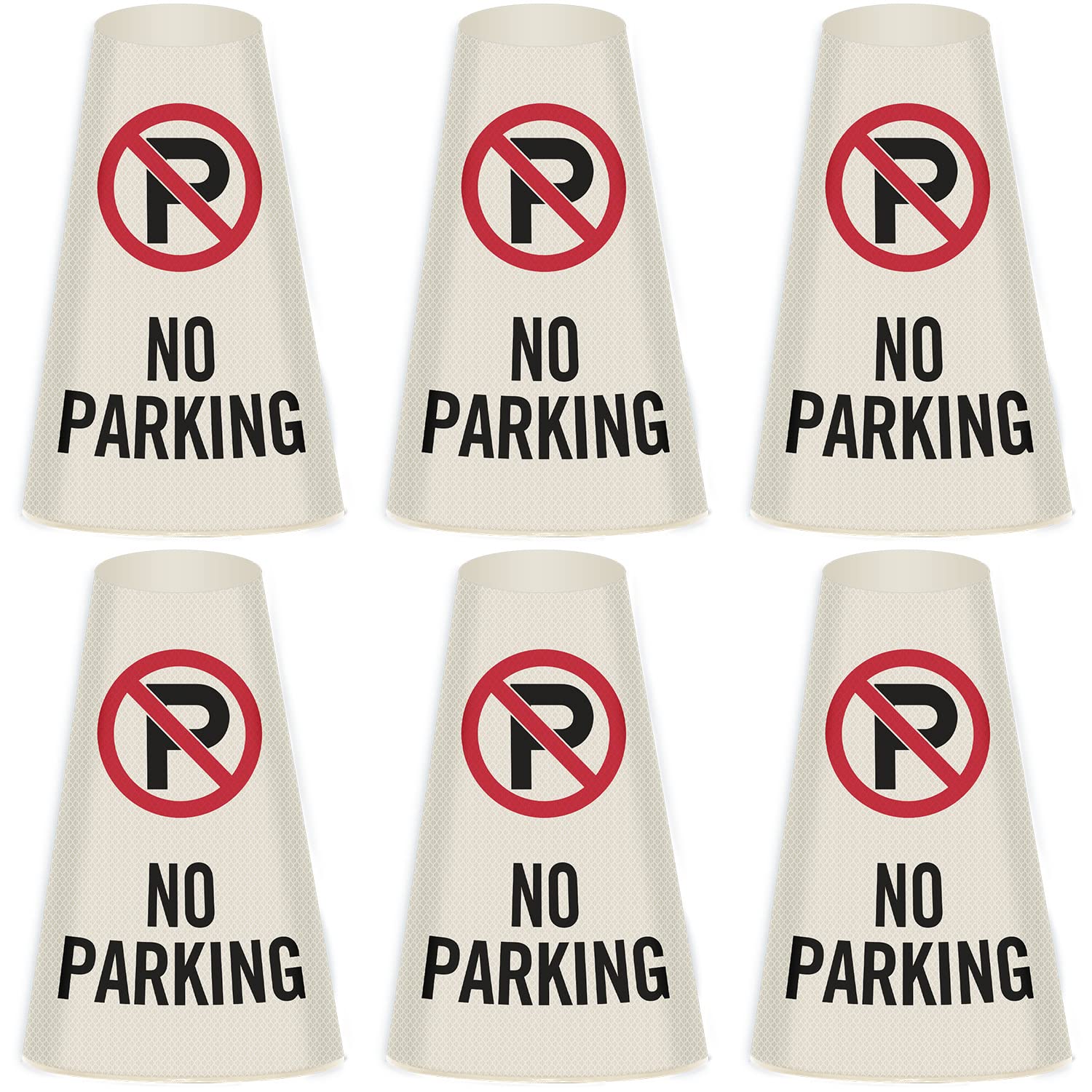 SmartSign 6-Pack "No Parking" Reflective Cone Message Sleeve Collar with Symbol, 360-Degree Visibility, Non-Adhesive Vinyl Signs for Traffic Safety Cones, 3-Side Print [Cone Not Included]