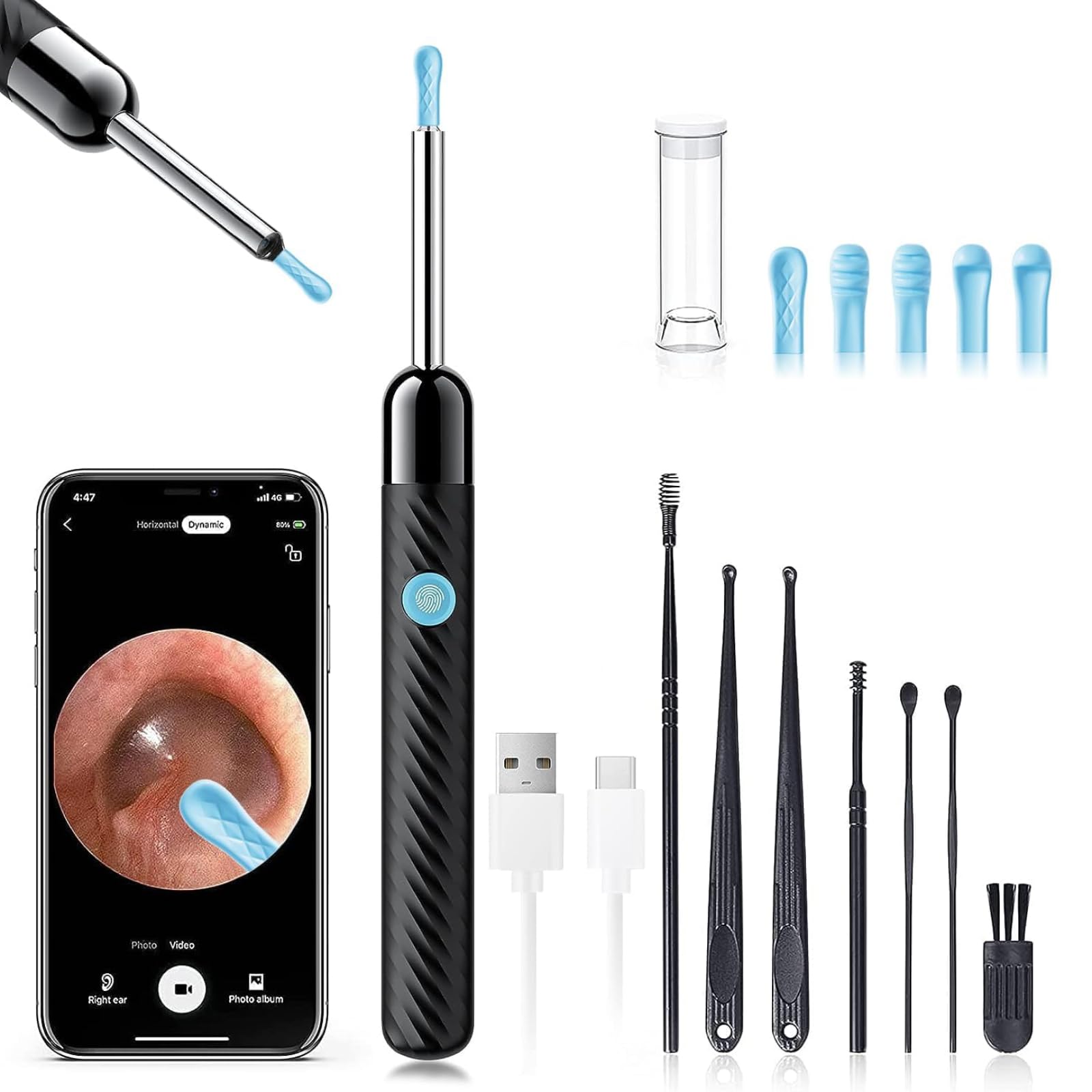 LEIPUT Ear Wax Removal - Ear Cleaner with 1080P Camera - FSA&HSA Black