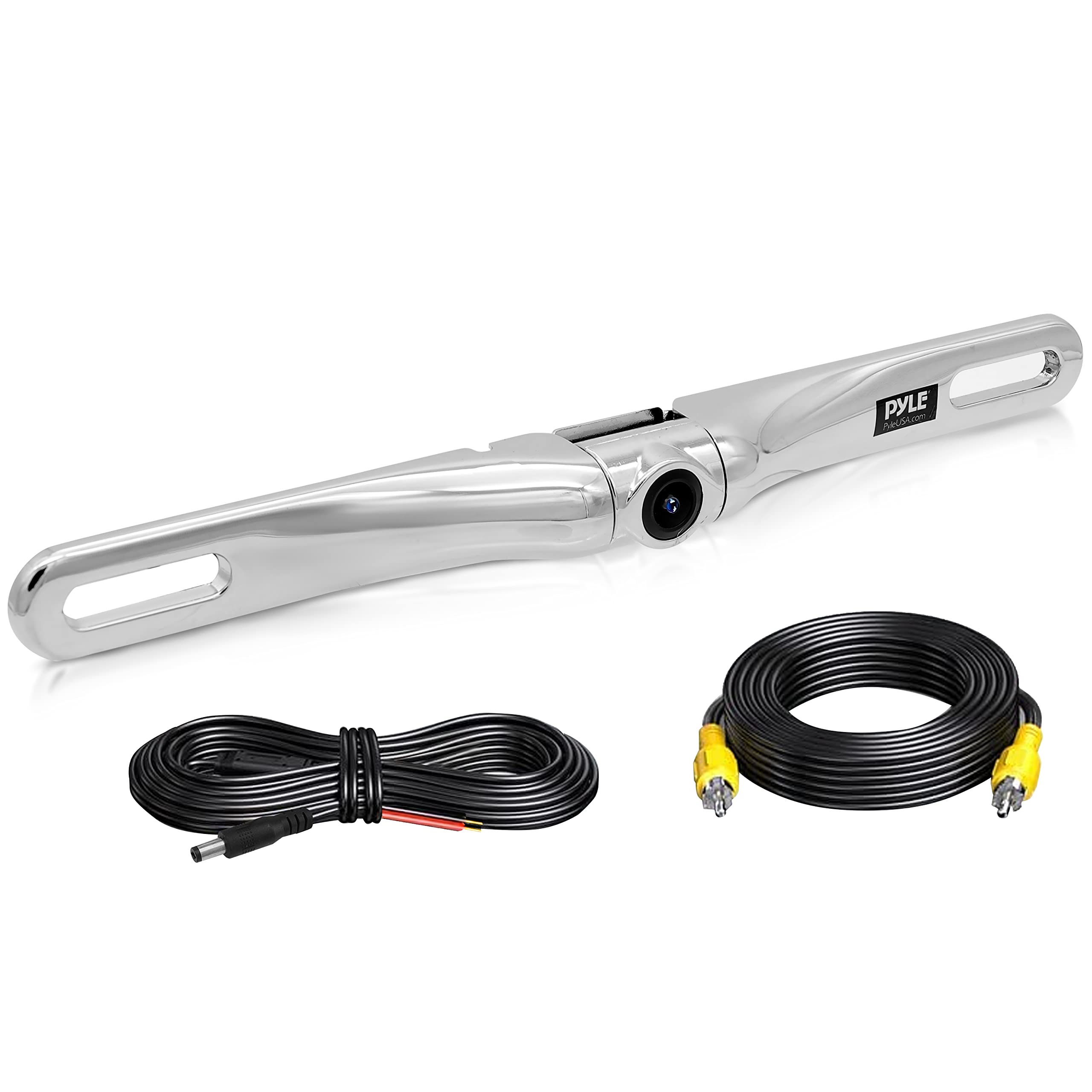 Pyle PLCM18SC Silver License Plate Mount Backup Camera w/ Distance Scale
