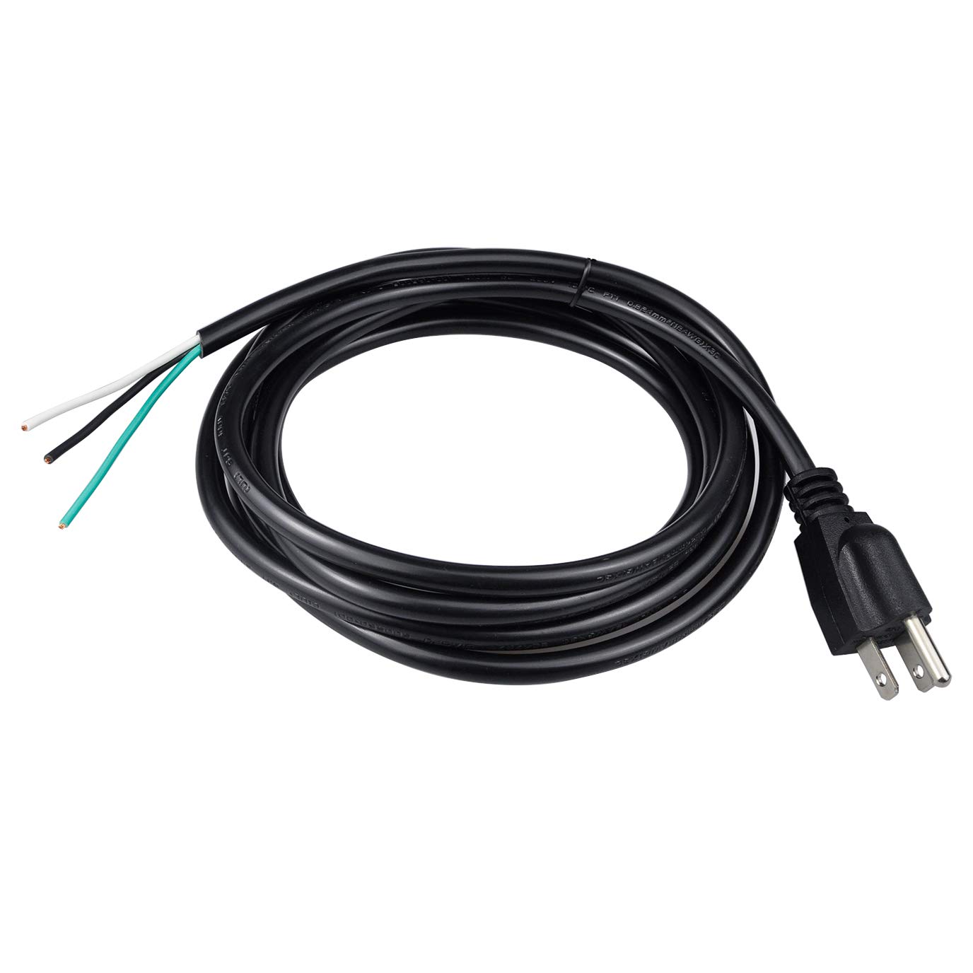 Pinfox 10ft 18 Gauge 3 Prong Heavy Duty Replacement Power Supply Cord Cable 110V 115V 120V Pigtail for Universal AC Appliance, NEMA 5-15 Plug US SJT 18AWG (10A)