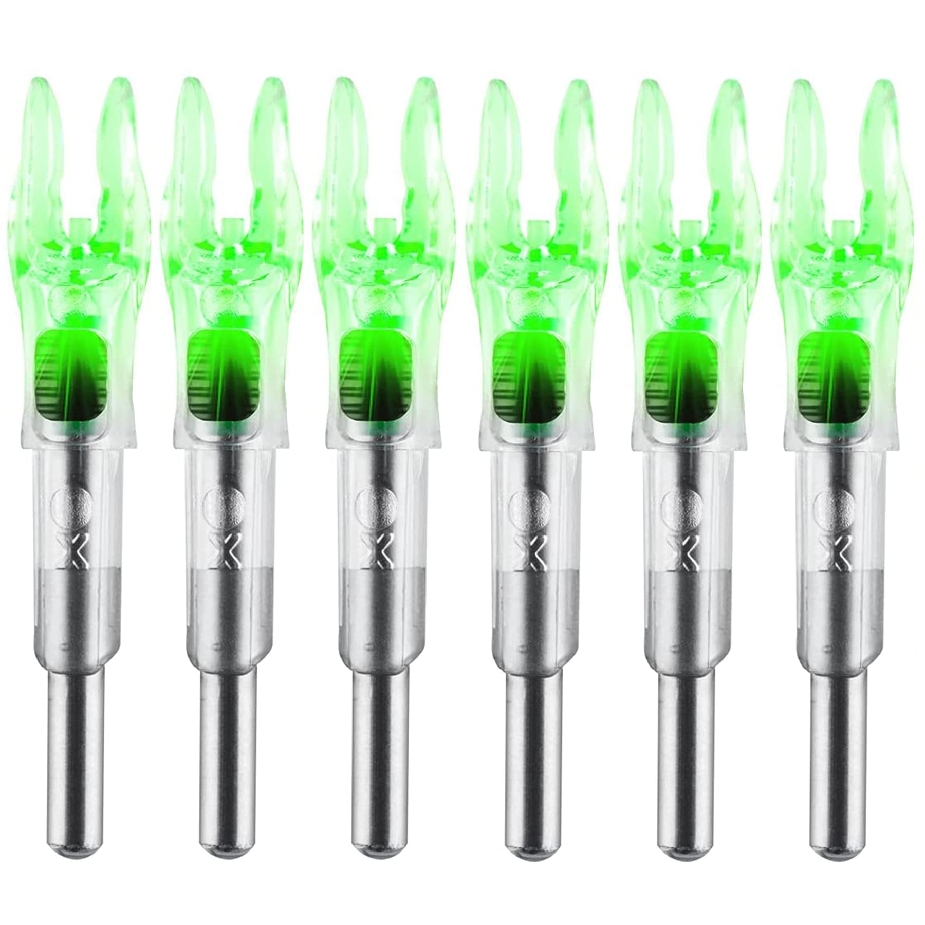 KEAUP 6PCS X Lighted Nocks for Arrows with .204 .233 .244 .246 Inside Diameter with H, S, GT Bushings High-Visibility LED Arrow Nocks, ON/Off Switch Included