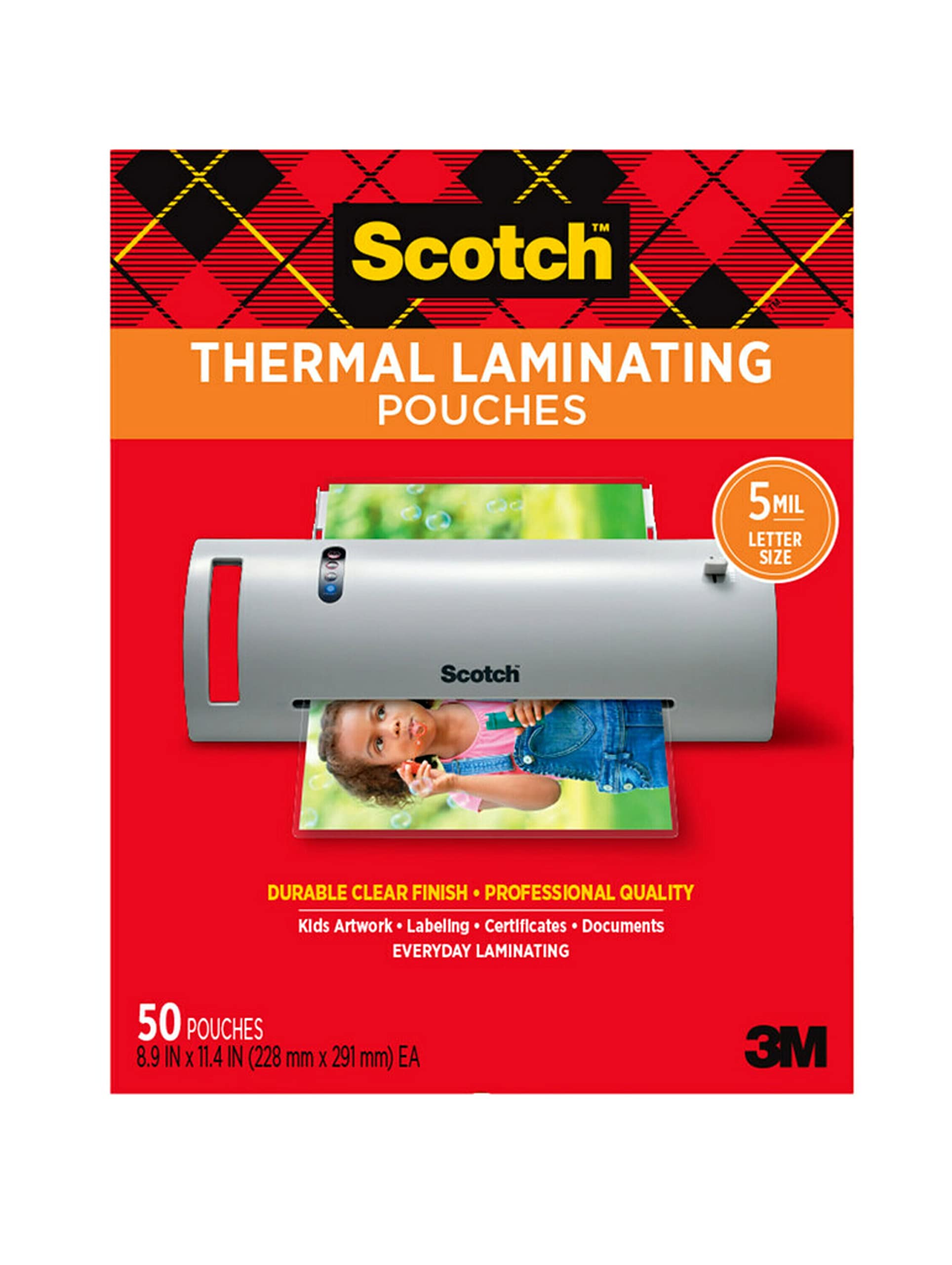 Scotch Thermal Pouches 5 mil, 8.9 in x 11.4 in (228 mm x 291 mm)