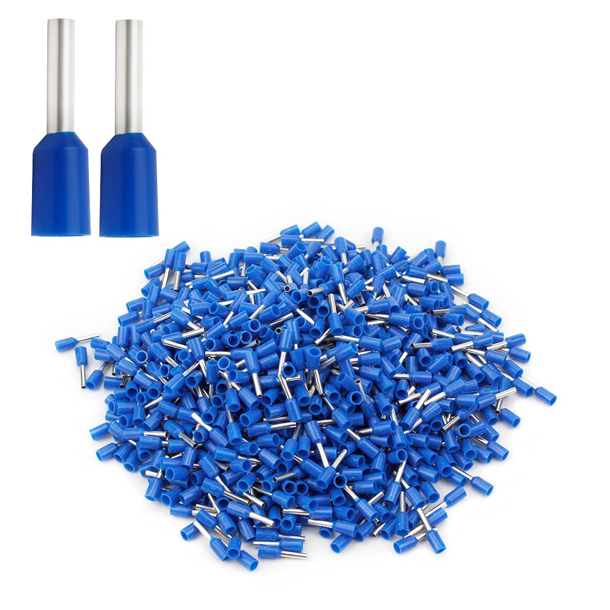 XHF 1000 PCS AWG 14/2.5mm² Wire Ferrules Insulated Copper Crimp Connectors, Crimp Pin Cord End Terminals Blue