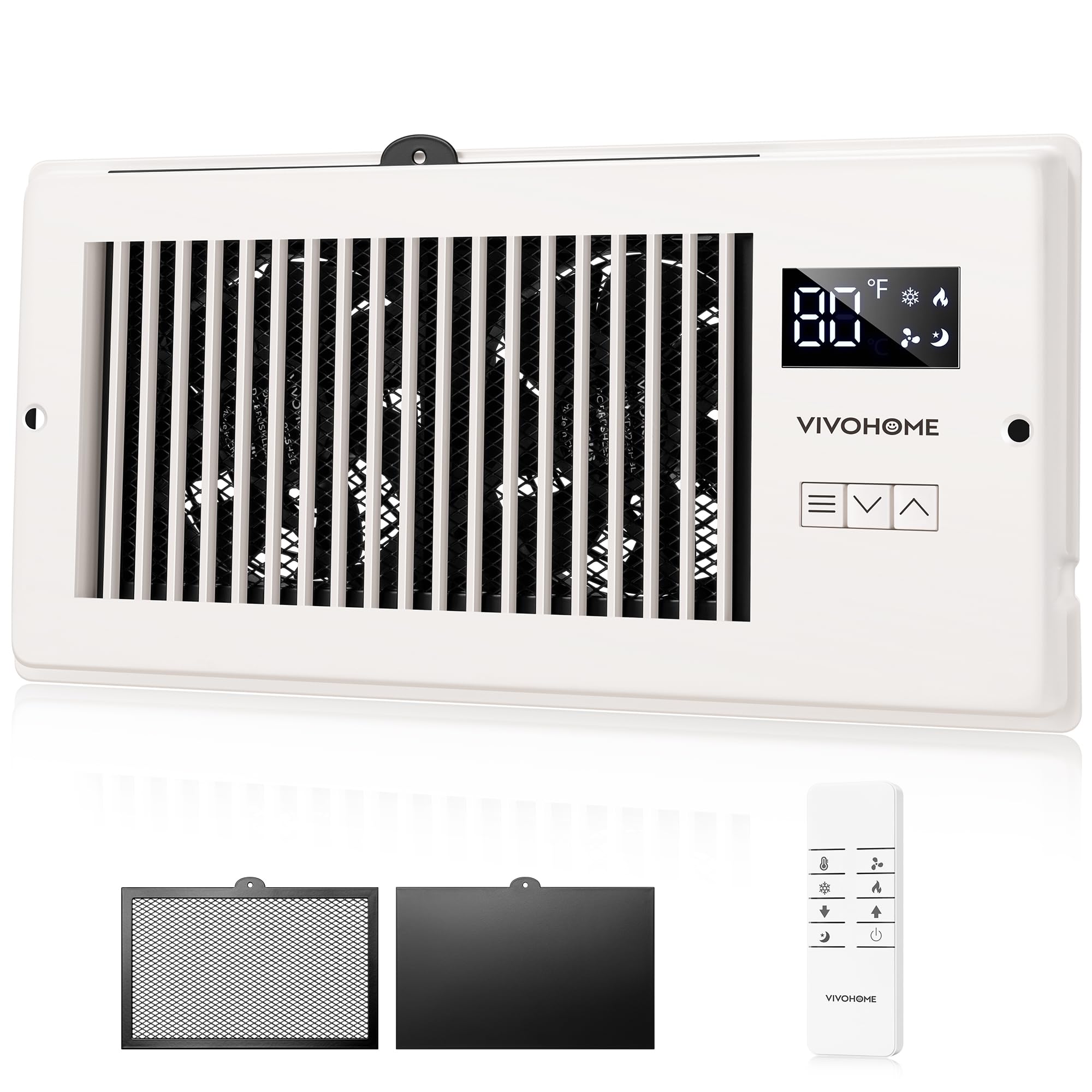 VIVOHOME Quiet Register Booster Fan with Opening 4" x 10", Smart Thermostat