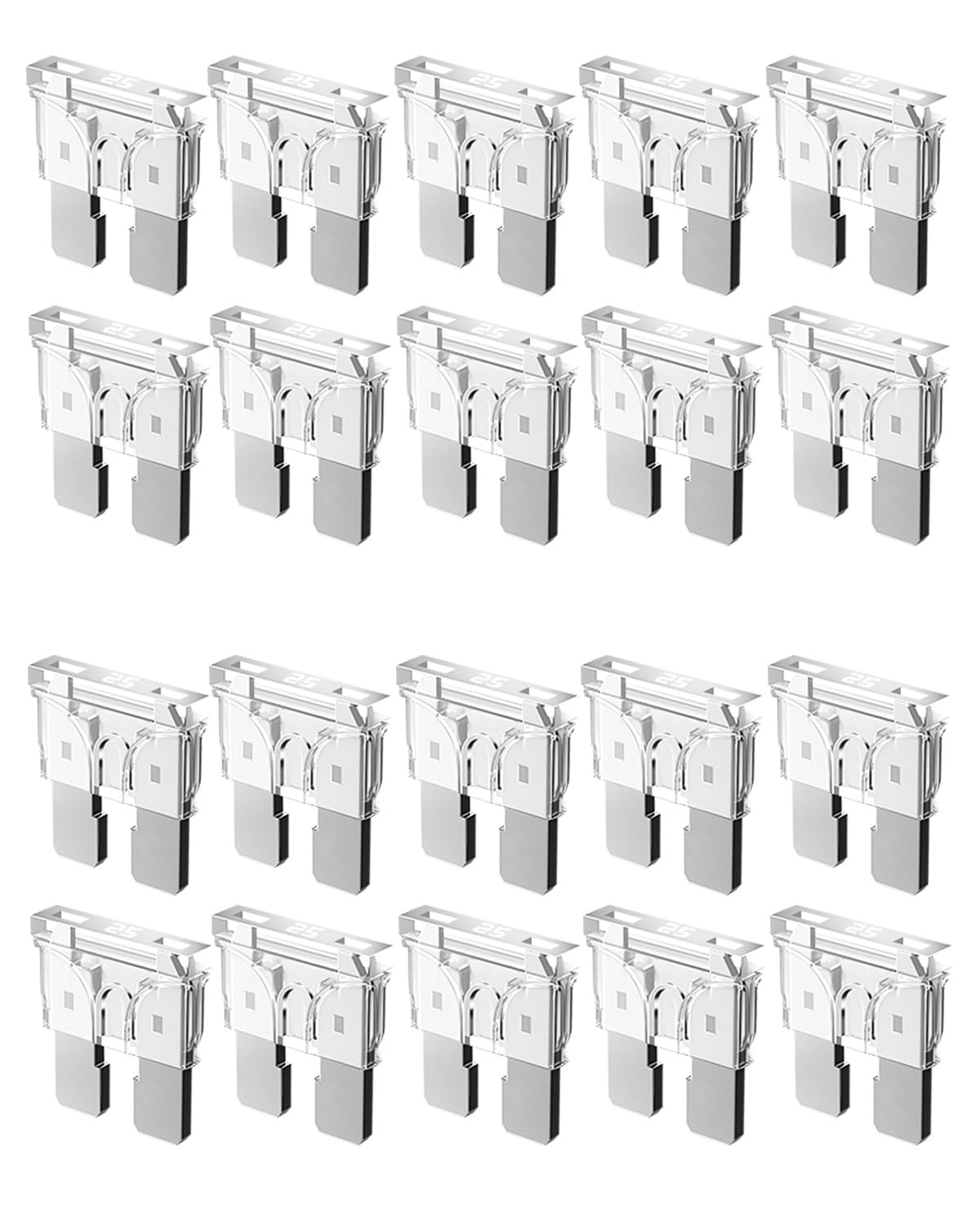 Riseuvo 20pcs 25A Standard Car Fuses - 25 AMP Automotive Fuses(ATO/APR/ATS), 32V (12/24V) Blade Fuse for RV/Truck/SUV