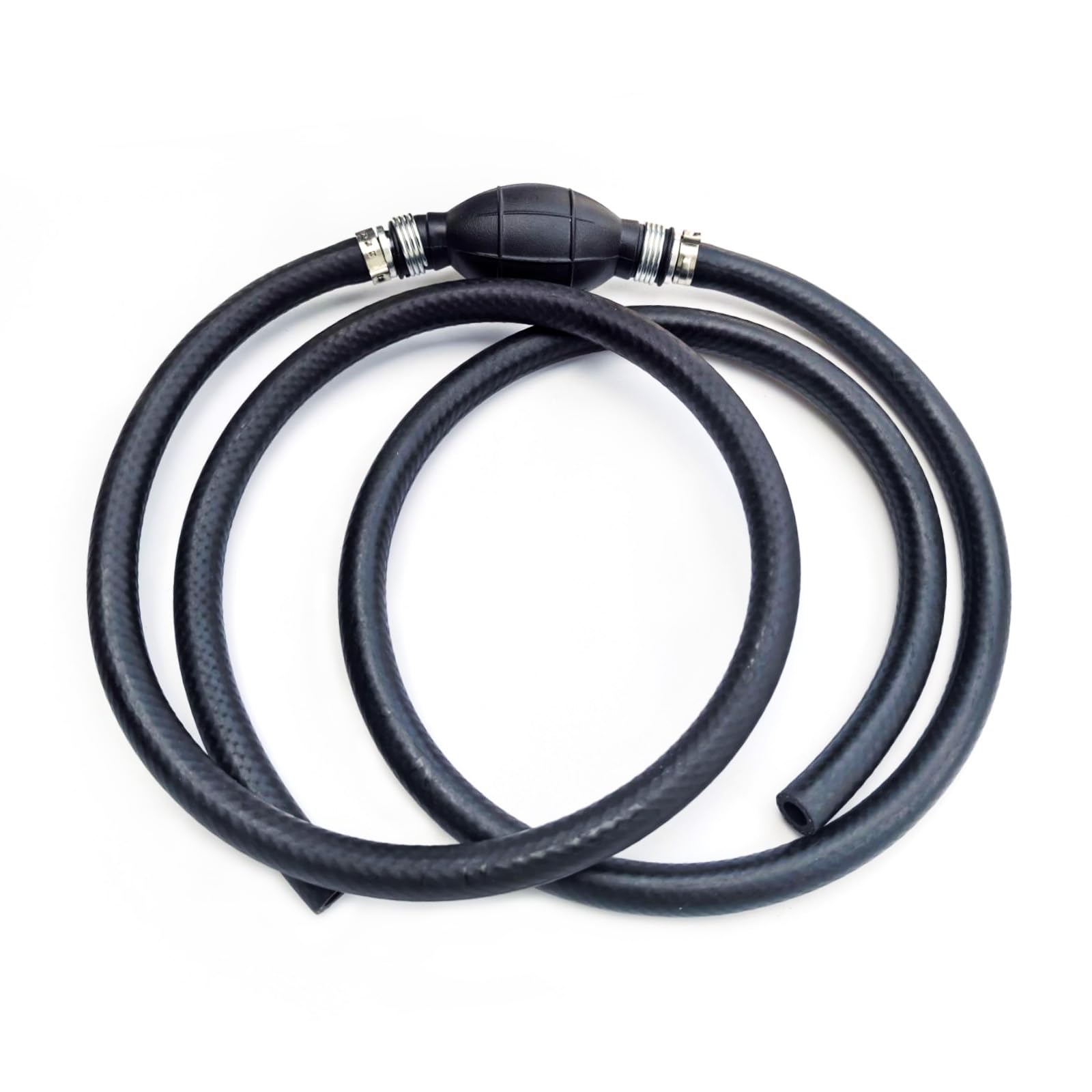 3/8 Inch 6FT boat fuel line with primer bulb Nylon Braided Fuel Line Assembly 3/8" 10mm Hose Line Universal Fuel Line with Primer Bulb Steel Hose Clamps for Marine Outboard Boat Motor RVs