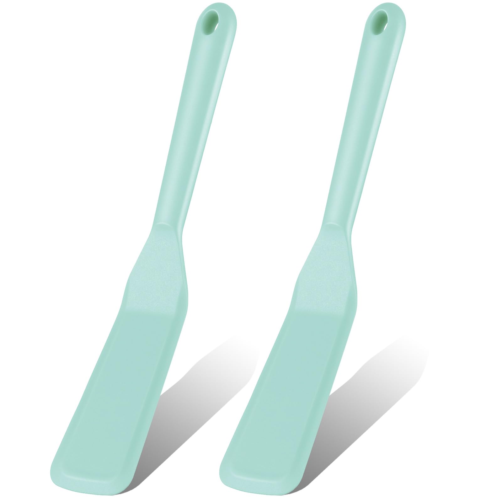 Zopeal 2 Pieces Crepe Spatula Silicone Narrow Skinny Flipper Long Heat Resistant Cooking Pancake Spatula Non Stick for Cooking Egg Burgers Pizza Pancake Steak Omelet(Light Blue)