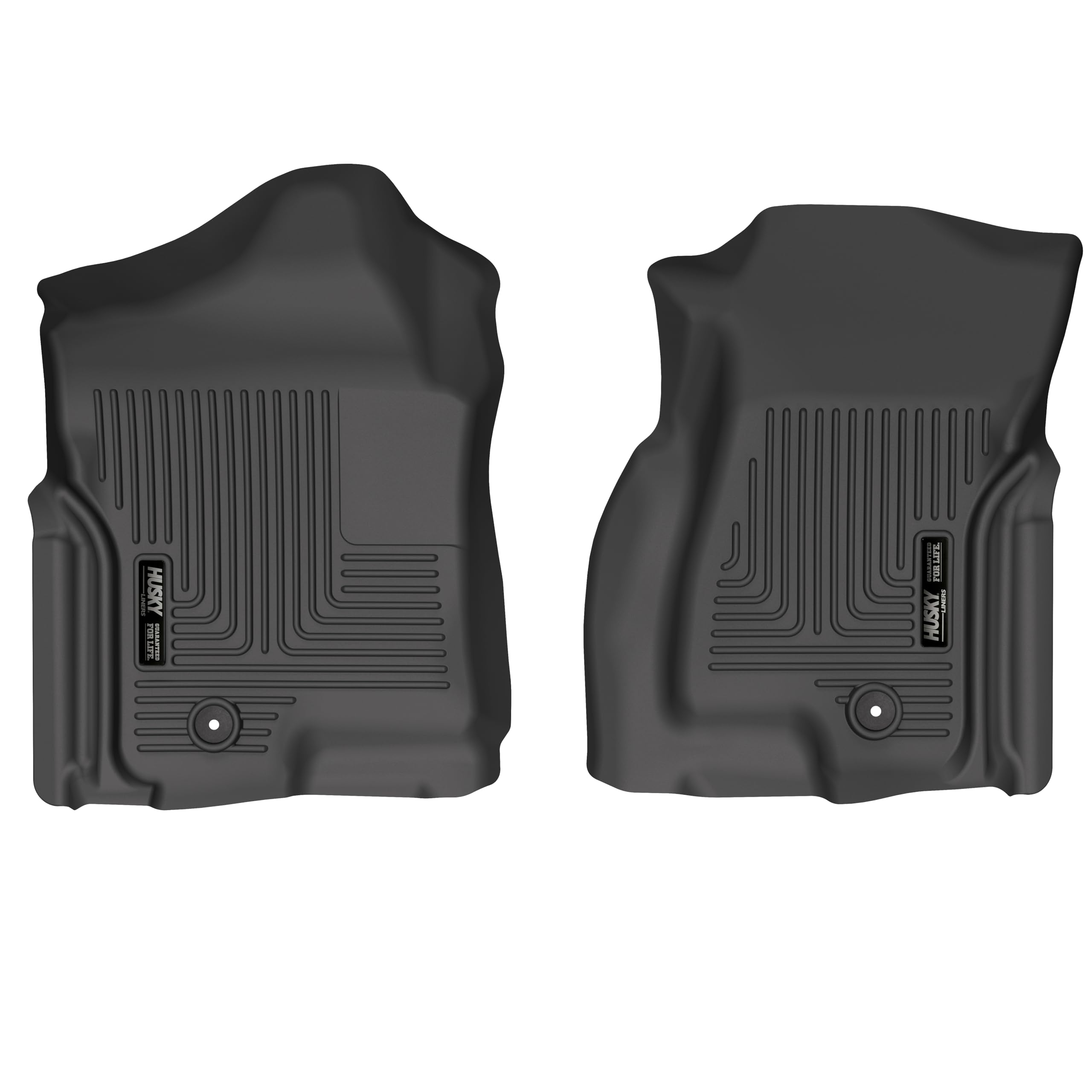 Husky Liners Weatherbeater Floor Mats | Fits 2007 Chevrolet Silverado & GMC Sierra 1500, 2500, 3500 (Classic Body Only) Crew & EXT CAB (Additional Fitments Below) | Front Row, 2-pc Black - 13241