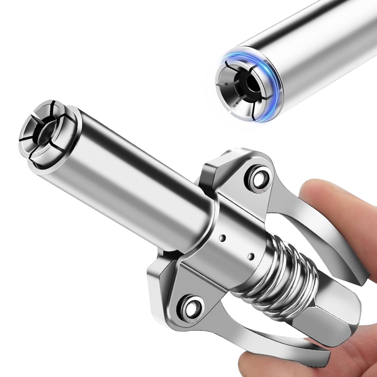 AKEOIL Grease Gun Coupler, 6 Jaw Locking Grease Gun Tip, 12000 PSI High Pressure Leak Proof Grease Coupler, Quick Release Grease Gun Nozzle, 1/8" NPT Compatible With All Grease Guns
