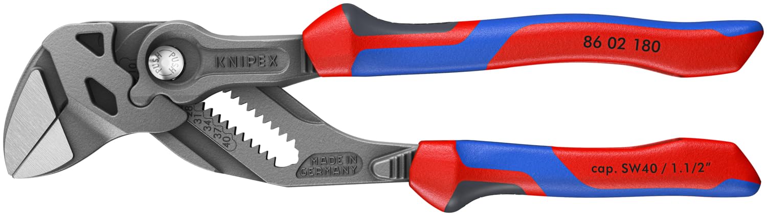 KNIPEX Tools 86 02 180 Pliers Wrench, Black Finish Comfort Grip, 7.25-Inch