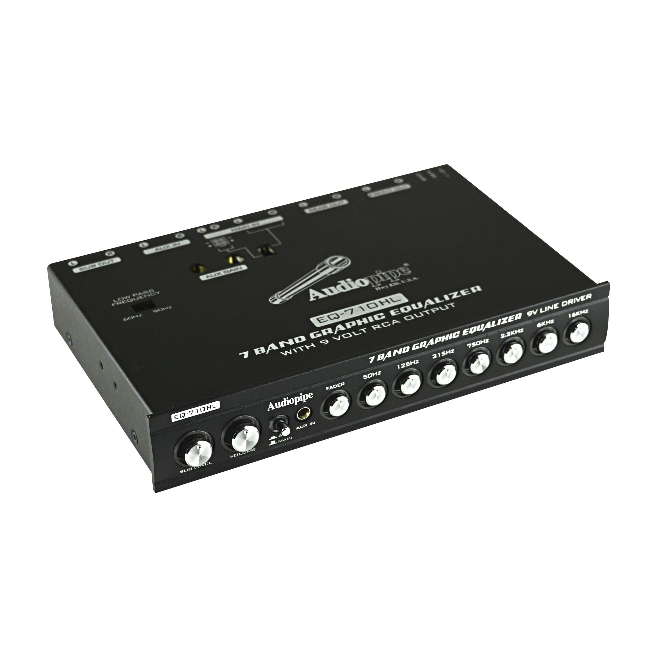 Audiopipe EQ710HL 7 Band Graphic Equalizer w/HI/LO Converter  (9V Line Driver)