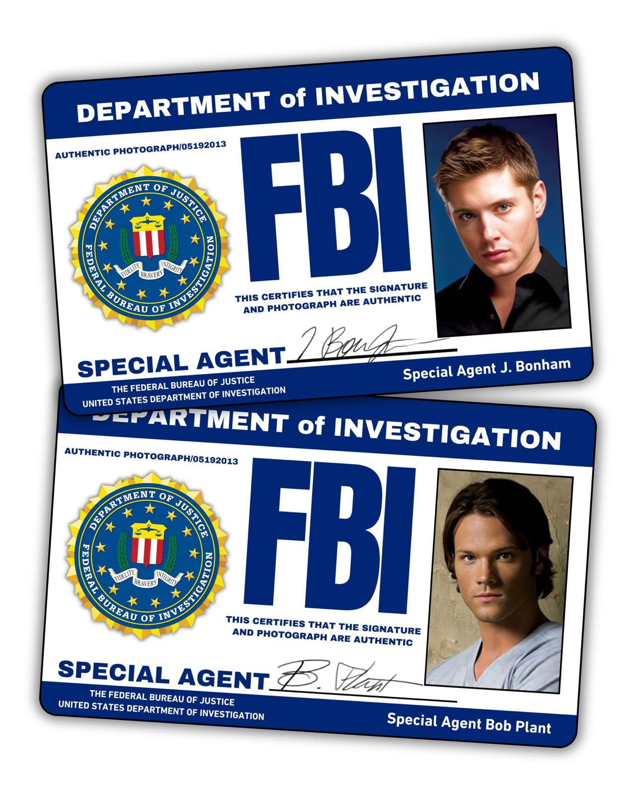 Pack of Sam & Dean's FBI License/Fake ID License/Double Sided/Great Complement for Costumes/Professional Quality: Funny Car Accesories/Funny Things