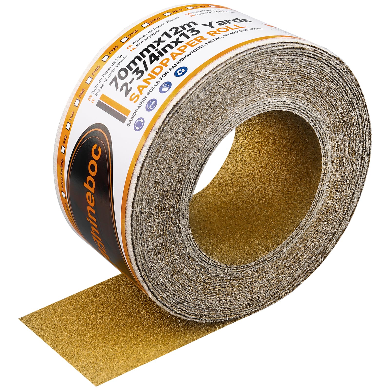 Shineboc 600 Grit Sandpaper Roll Hook & Loop Sand Paper Continuous Longboard 2-3/4" Wide 13 Yard Sanding Sheets for Automotive, Woodworking Color Sanding, Finishing Metal, Plastic, Hand Sanding Blocks
