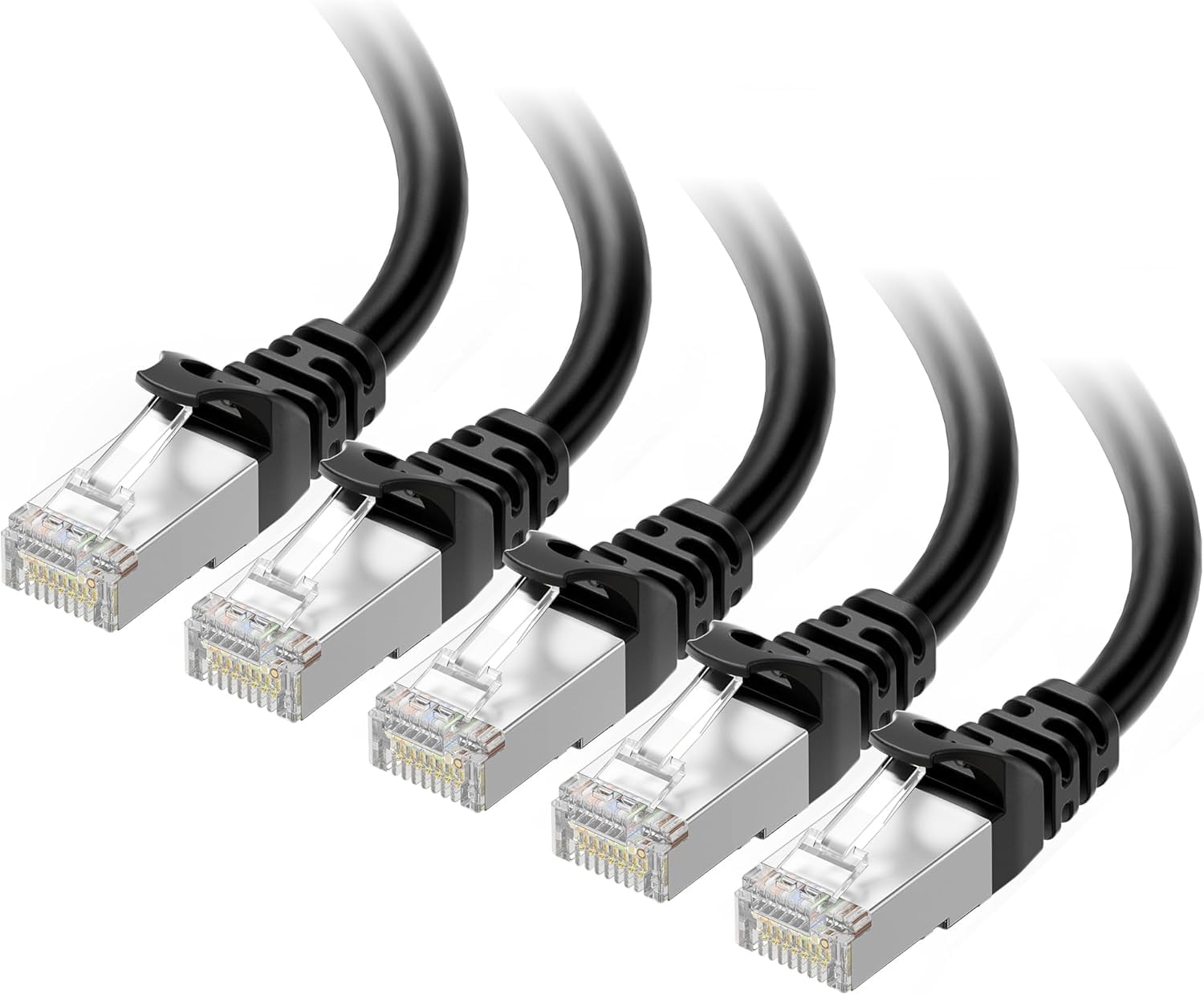 Cable Matters 10Gbps 5-Pack Snagless Shielded Cat 6A Cable, 5ft, Black