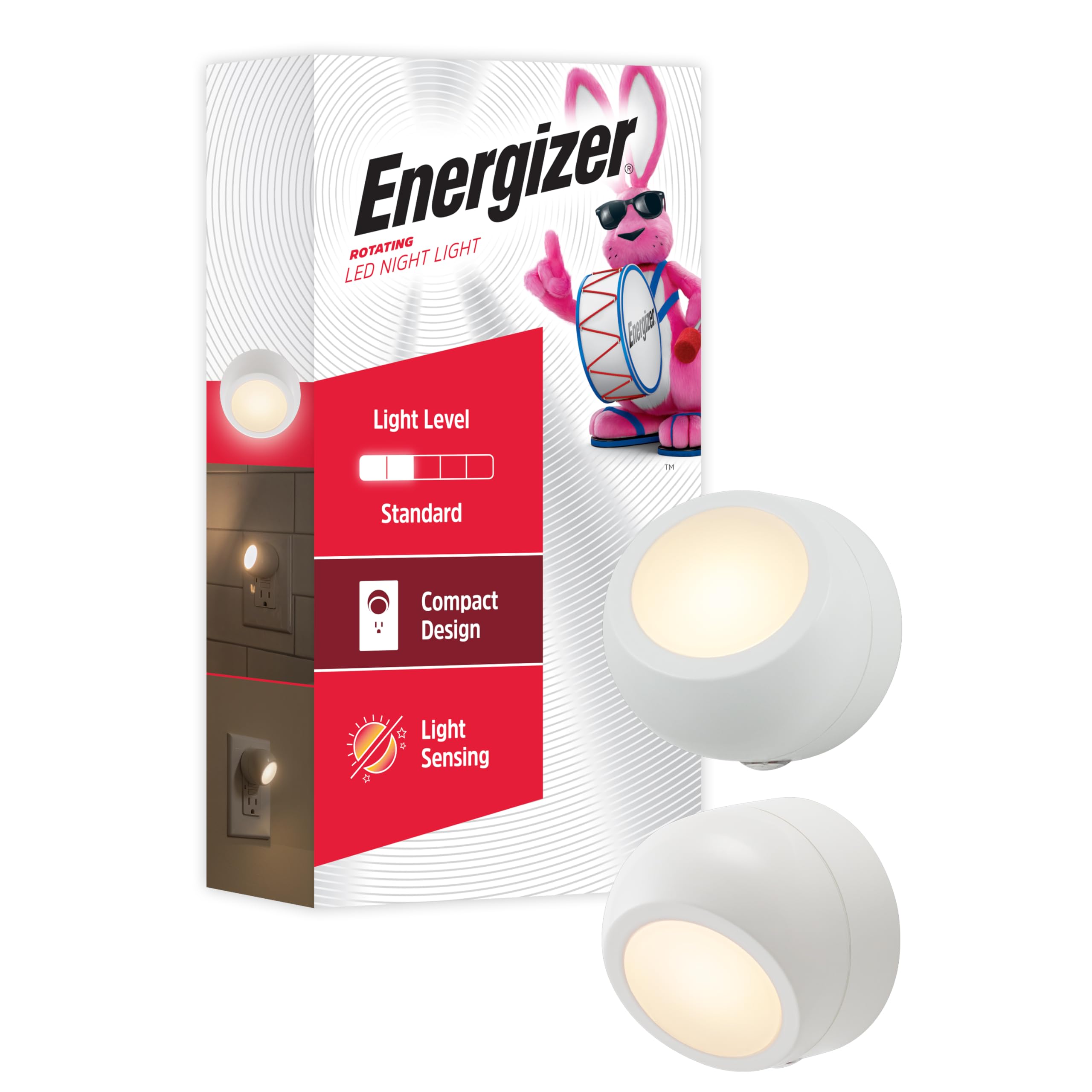 Energizer Plug in Night Light with Dusk to Dawn Sensor, 2 Pack
