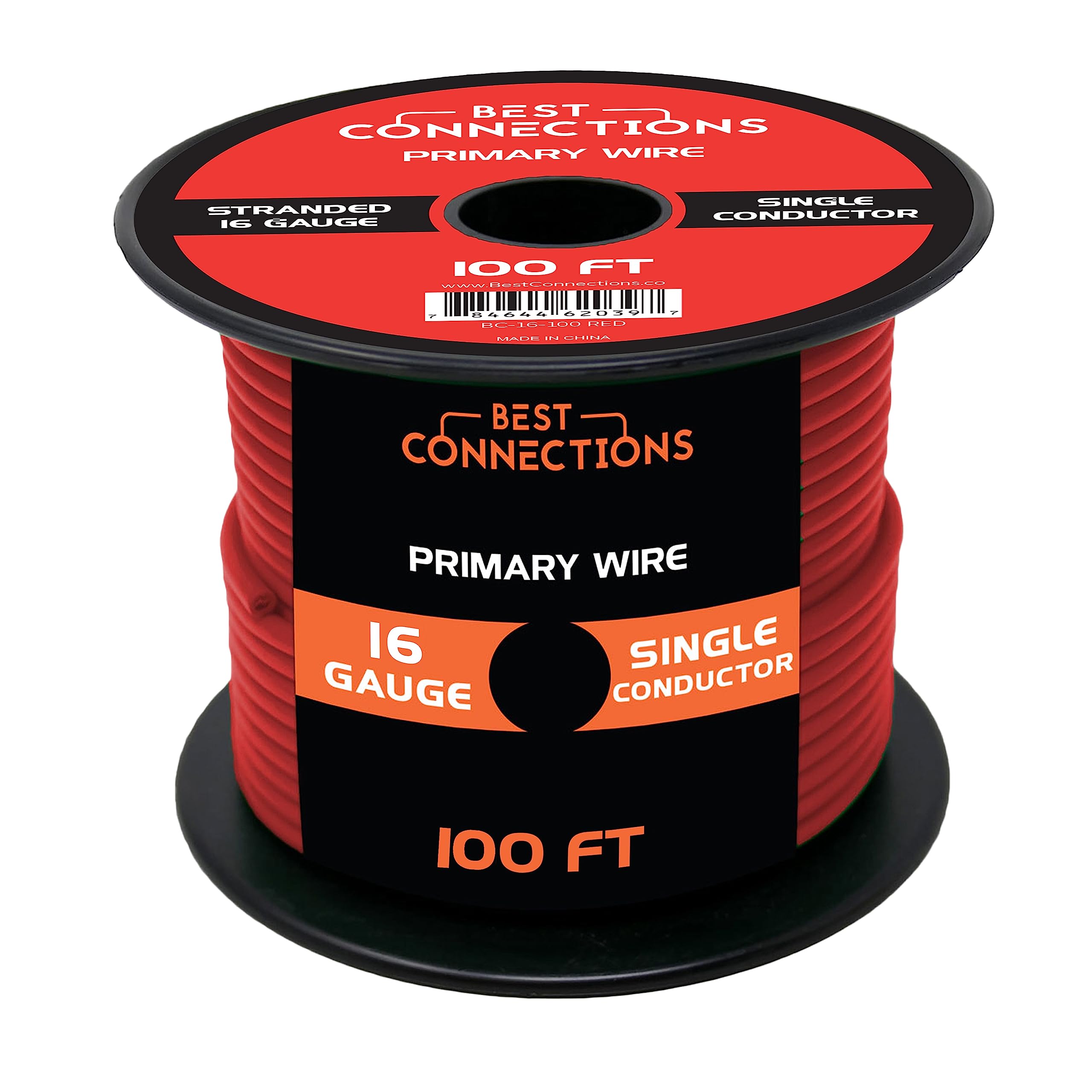 BEST CONNECTIONS Automotive Primary Wire - 100ft (Various Color Options) | Ideal for Trailer, Speaker, and Lighting Circuits | Durable Primary/Remote, Power/Ground Electrical Wiring (16 Gauge, Red)