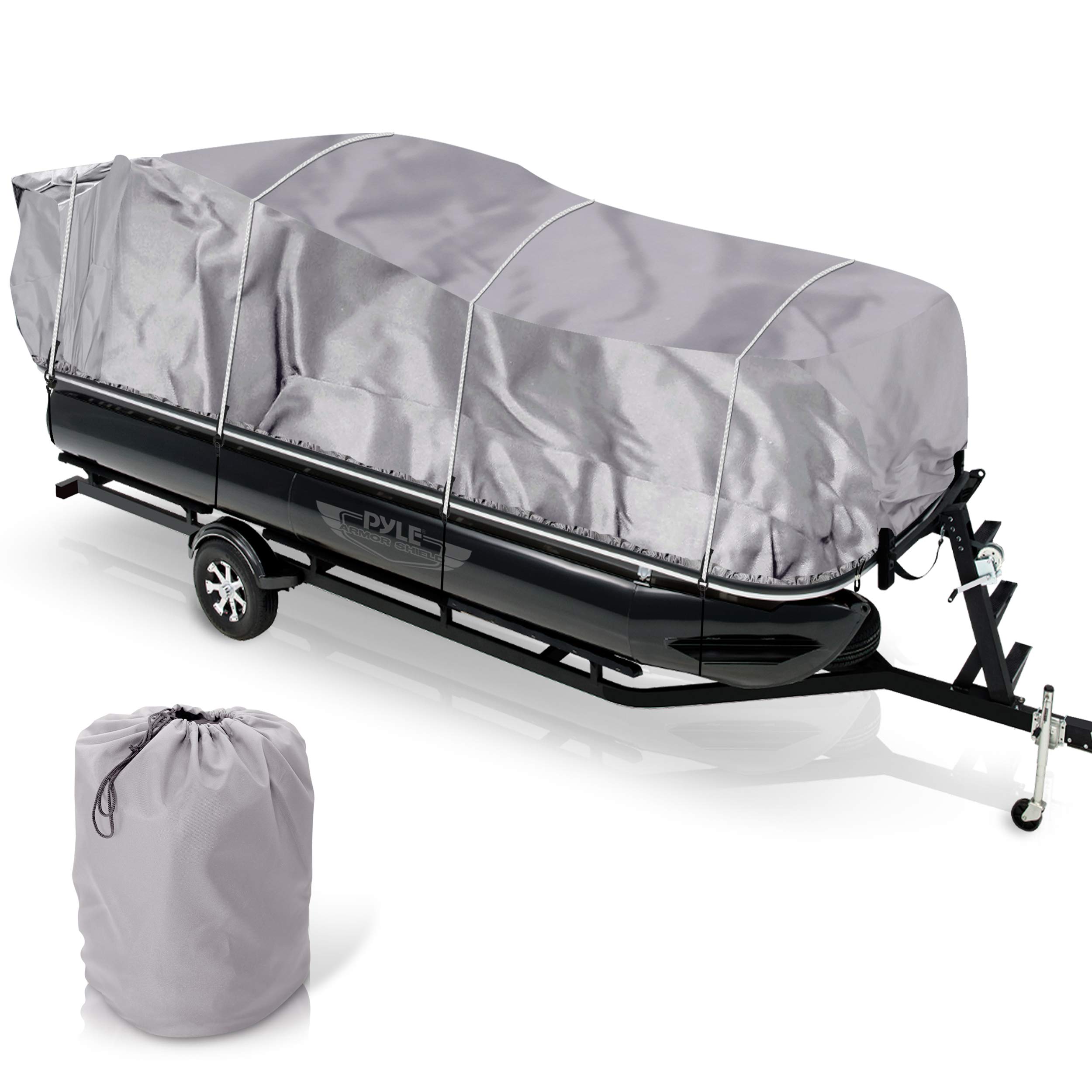 Pyle PCVHP441 Armor Shield Trailer Guard Pontoon Boat Cover 21'-24'L Beam Width to 96''